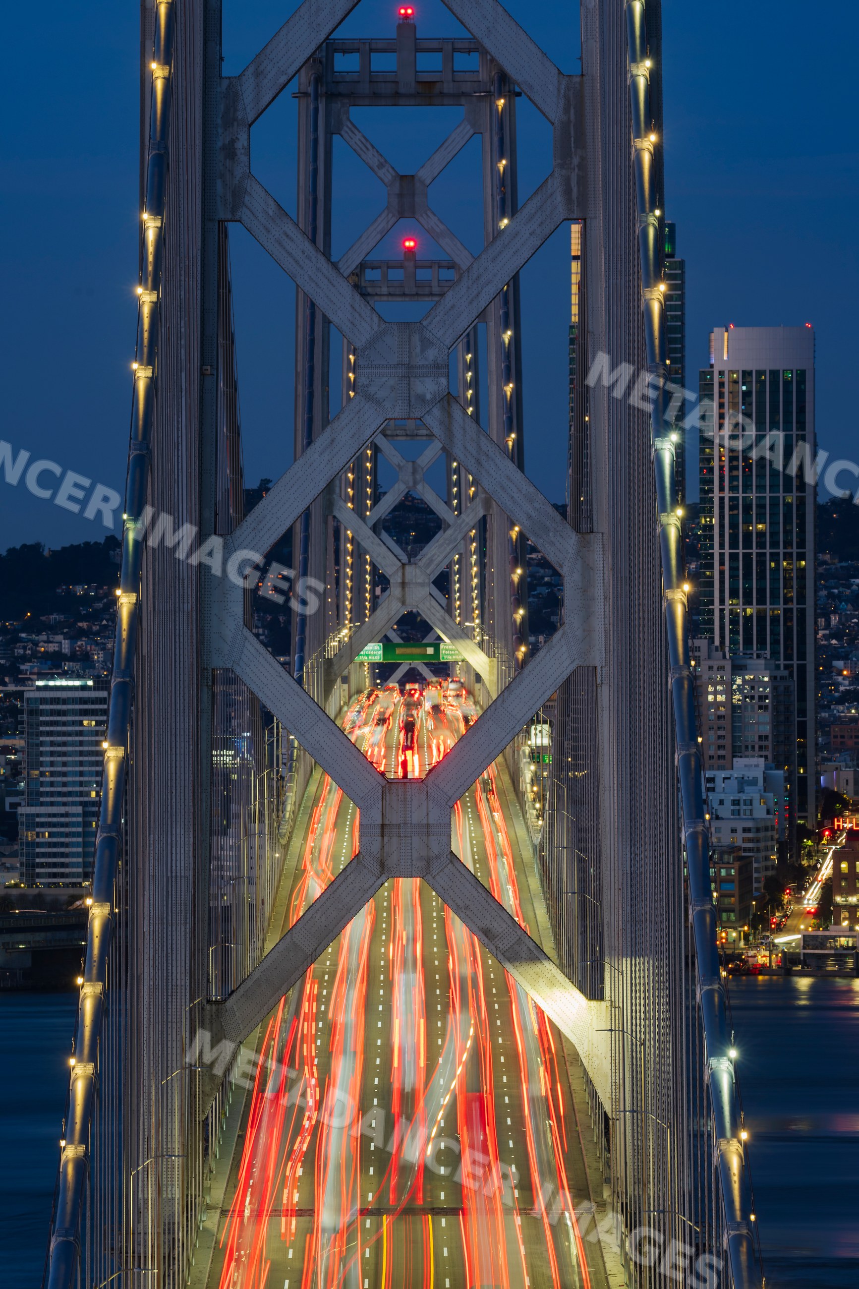 Traffic on the Bay Bridge at Dawn in San Francisco