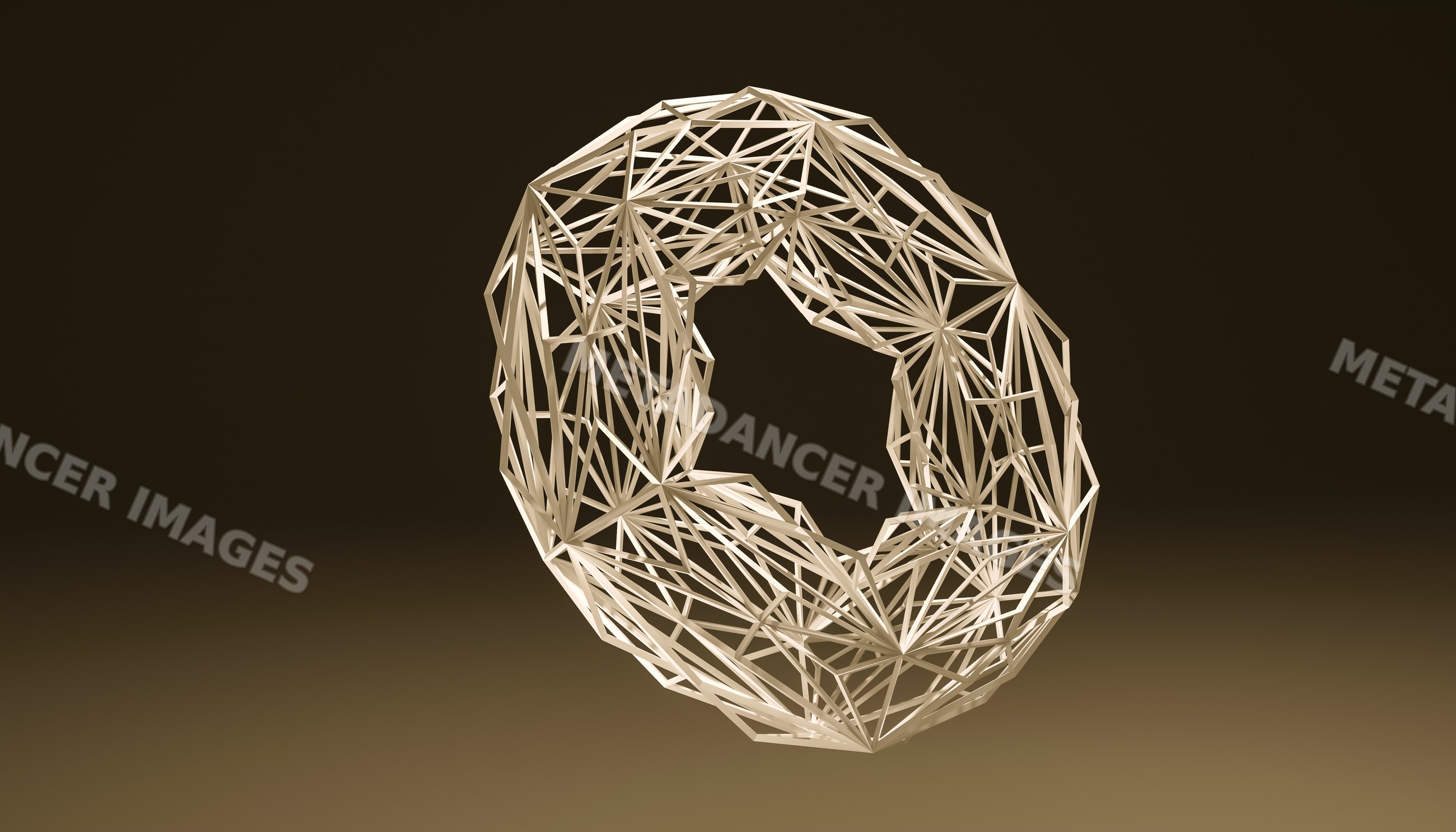 3d abstract geometric wireframe torus shape render