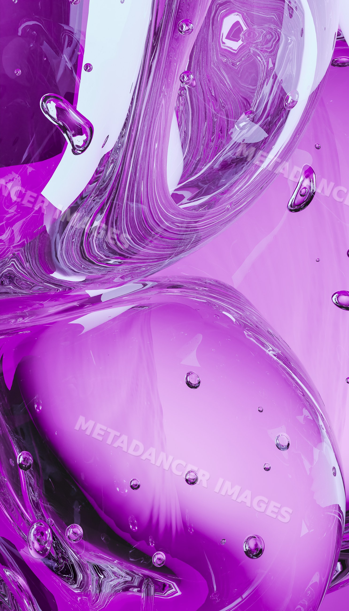 Abstract purple transparent shapes with bubbles