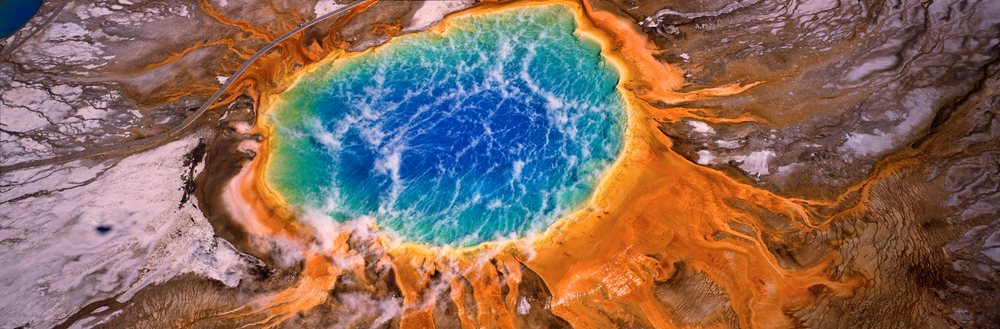 Grand prismatic spring colorful hot spring in Yellowstone National Park