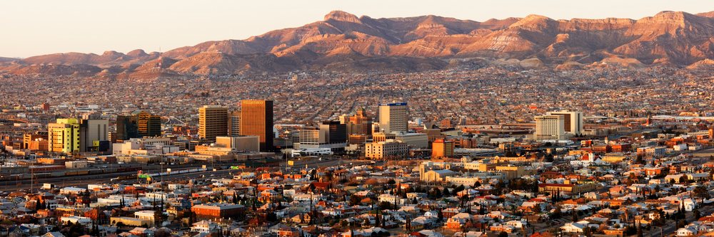El paso downtown skyline with mountains at sunset
