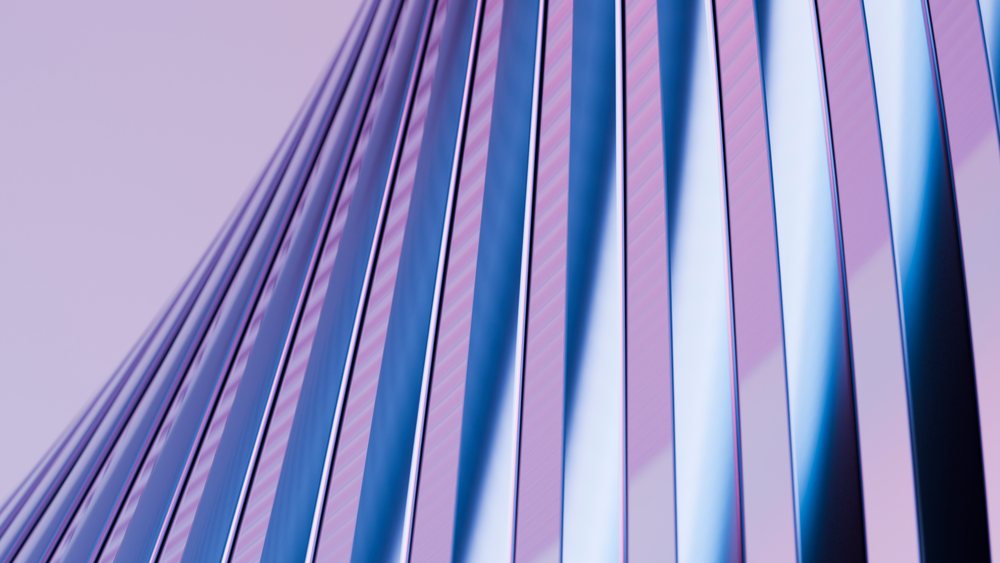 Abstract blue glass pattern with parallel wavy lines and reflections