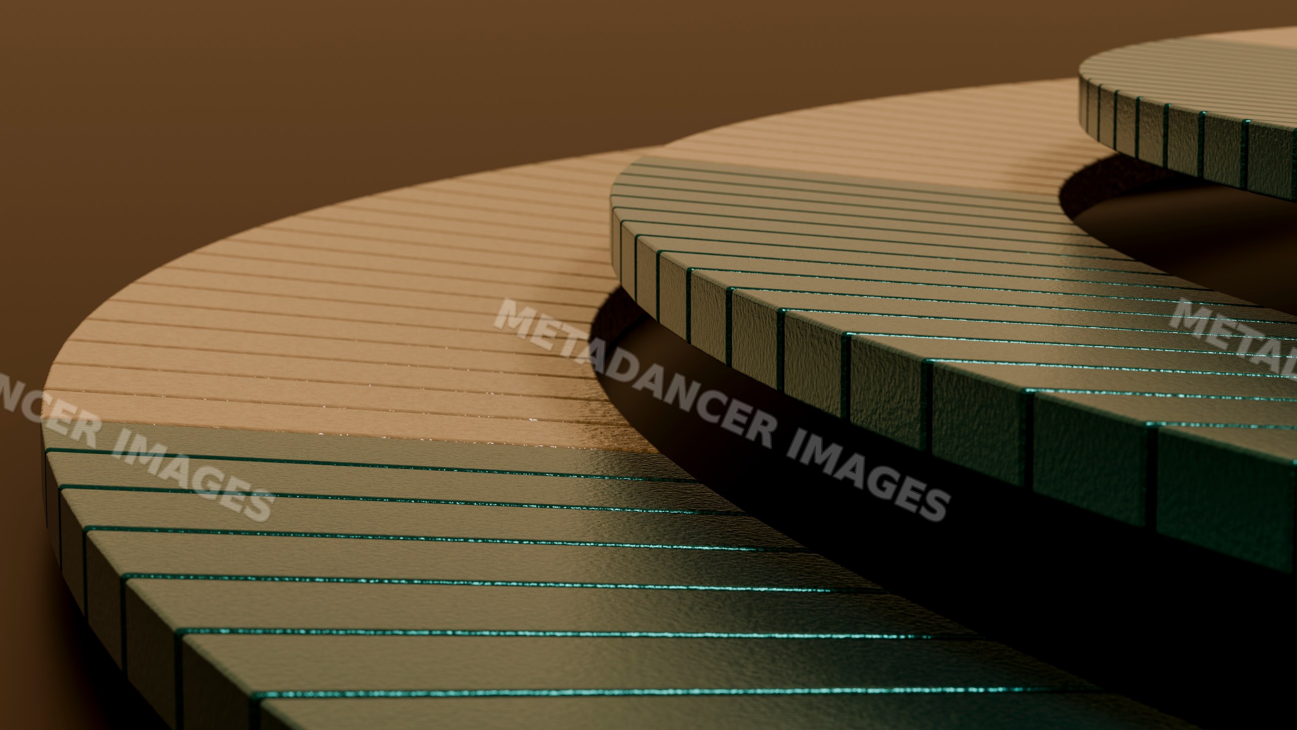 Round striped platforms with concentric layers