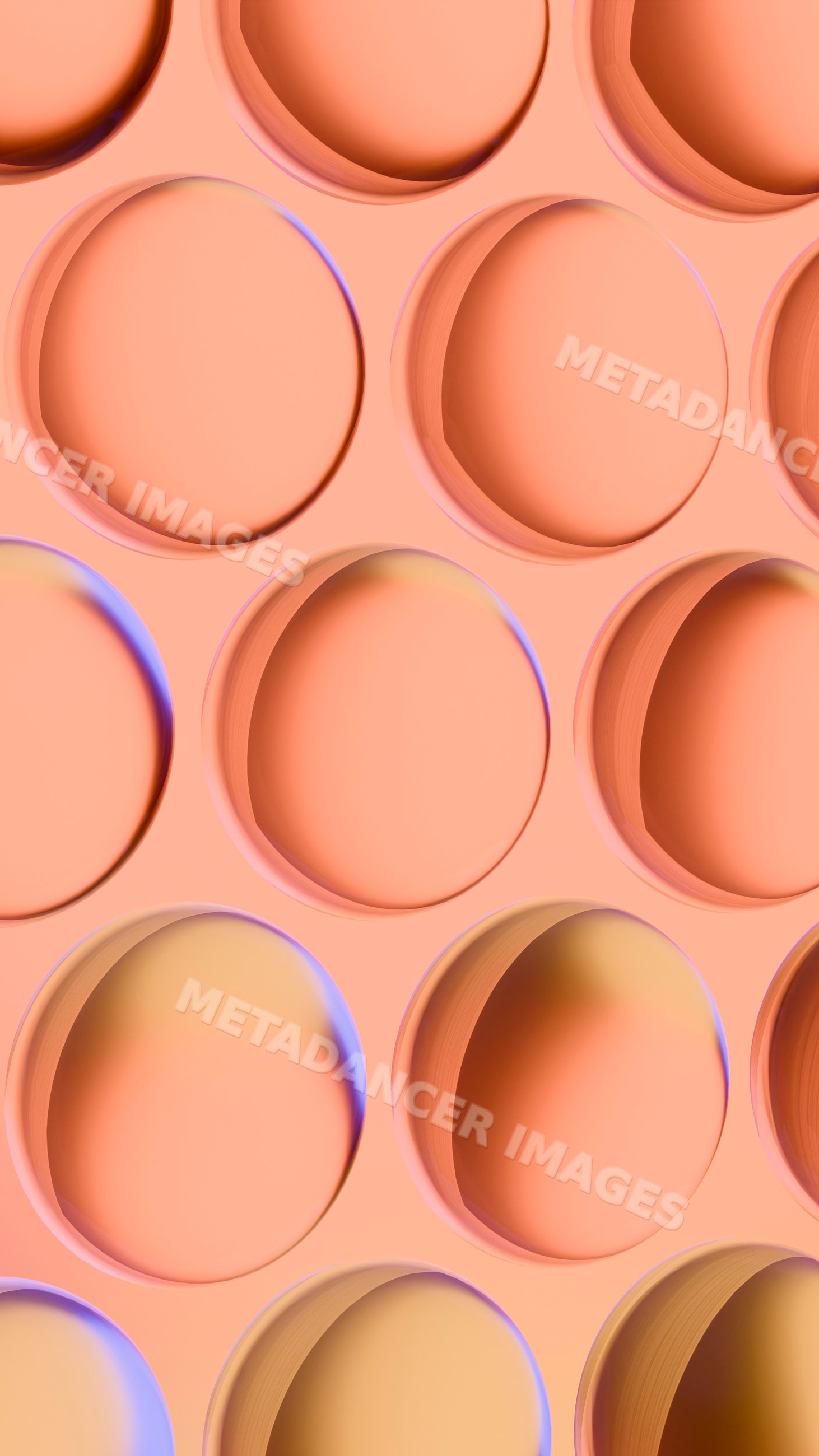 Orange circular shapes in repeating 3d pattern illustration