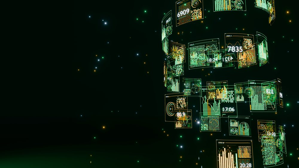3d holographic digital data visualization with floating analytics
