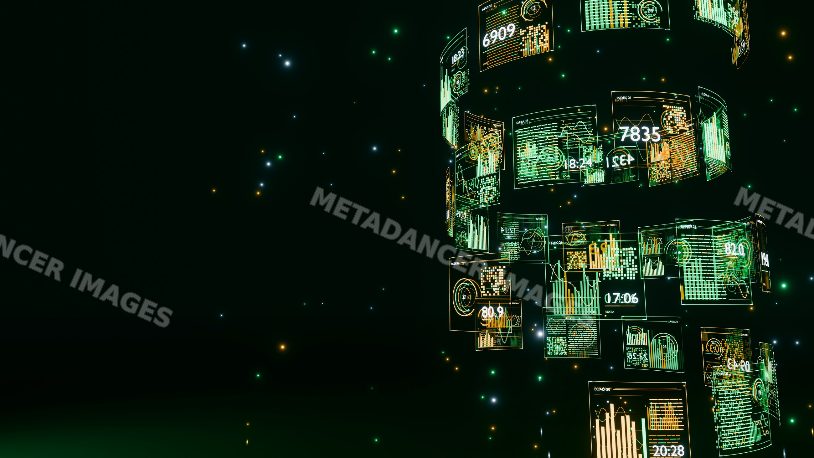 3d holographic digital data visualization with floating analytics