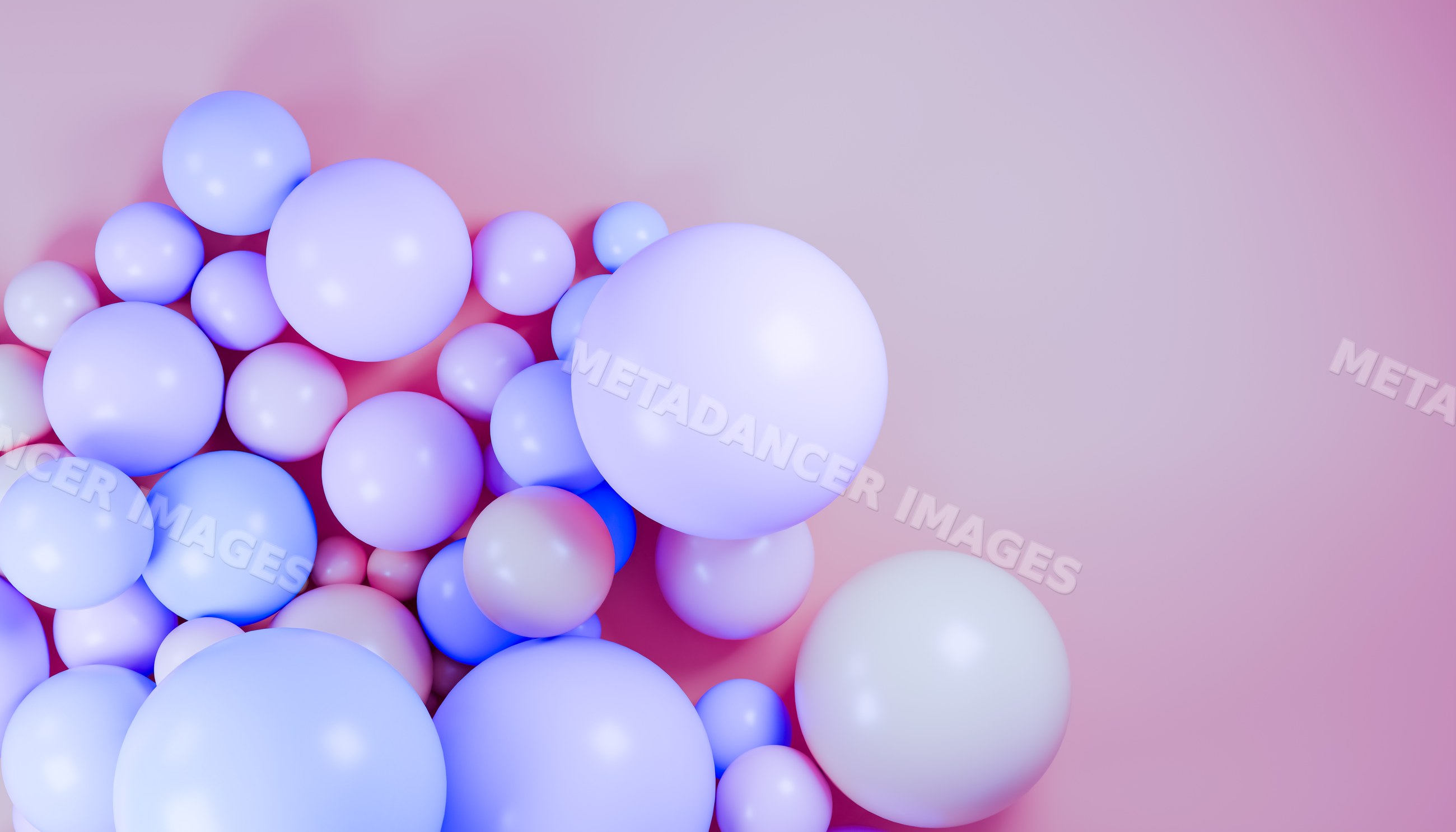 Abstract 3d render of clustered purple and blue spheres