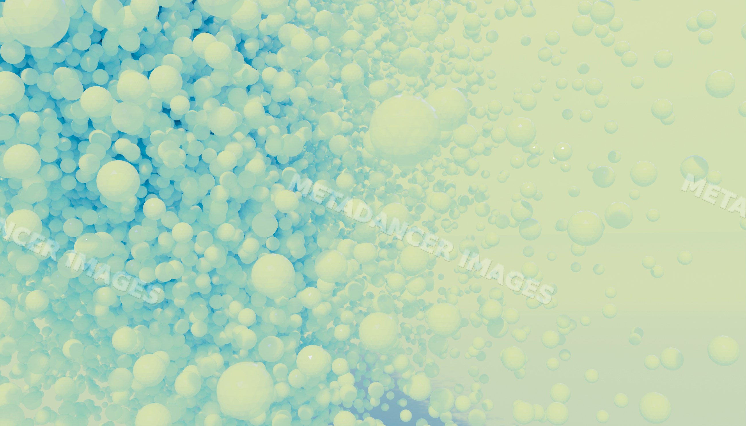 Clusters of light blue 3d spheres float