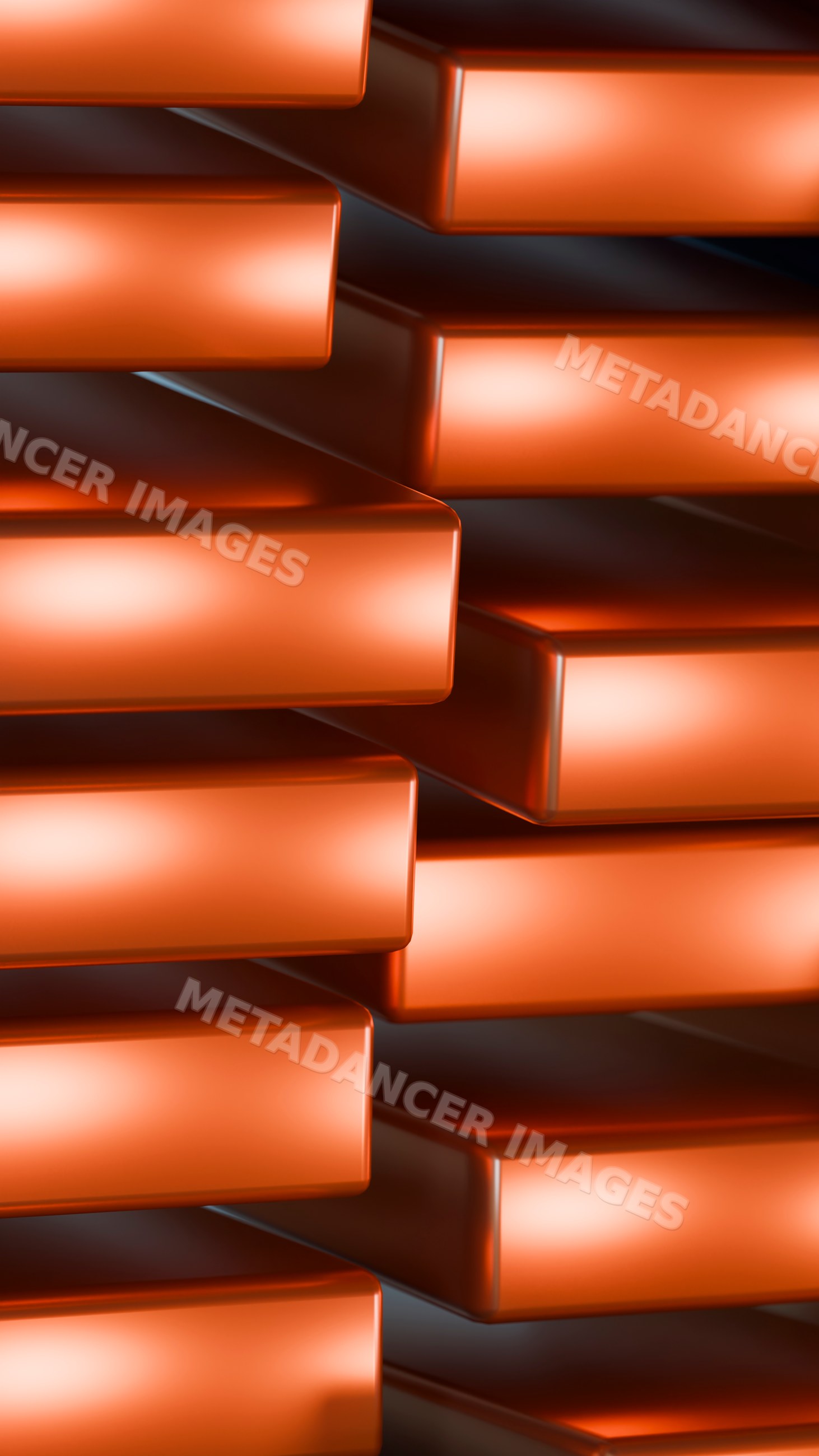 Stacked orange rectangular blocks in abstract geometric pattern