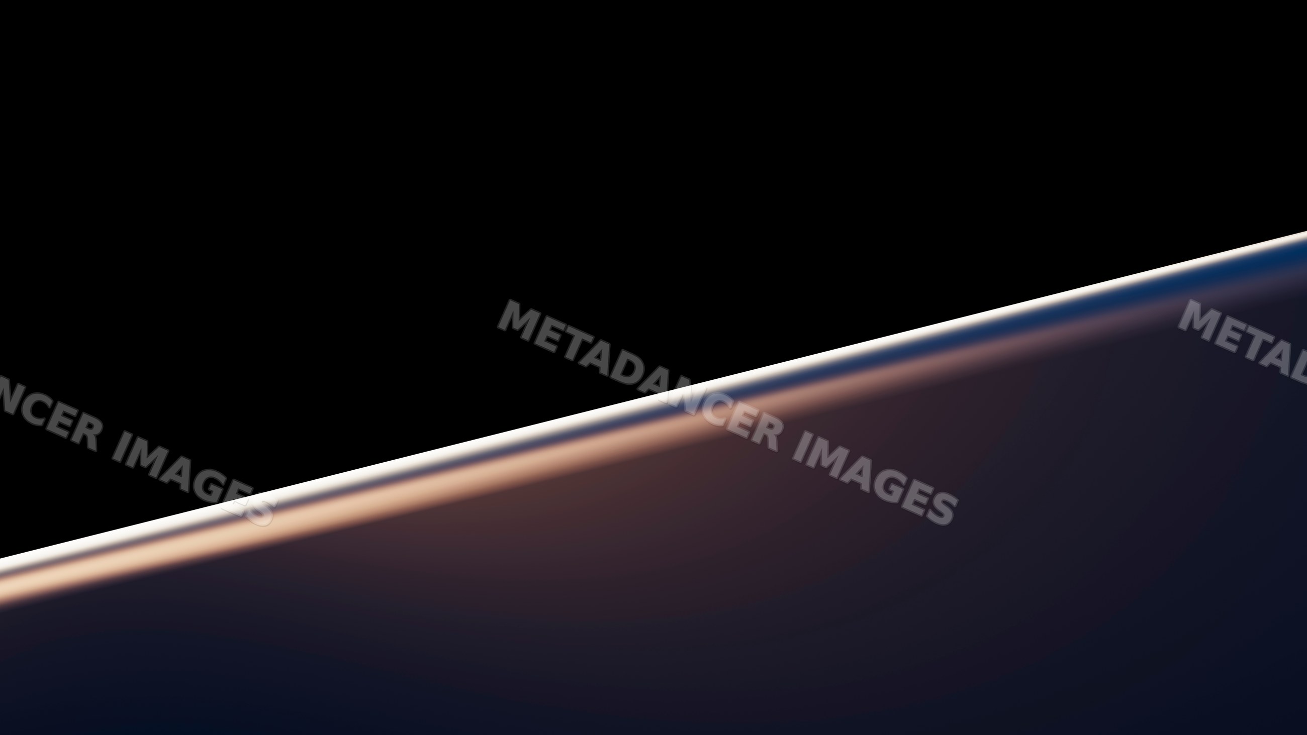 Curved glass edge with light reflection on black background