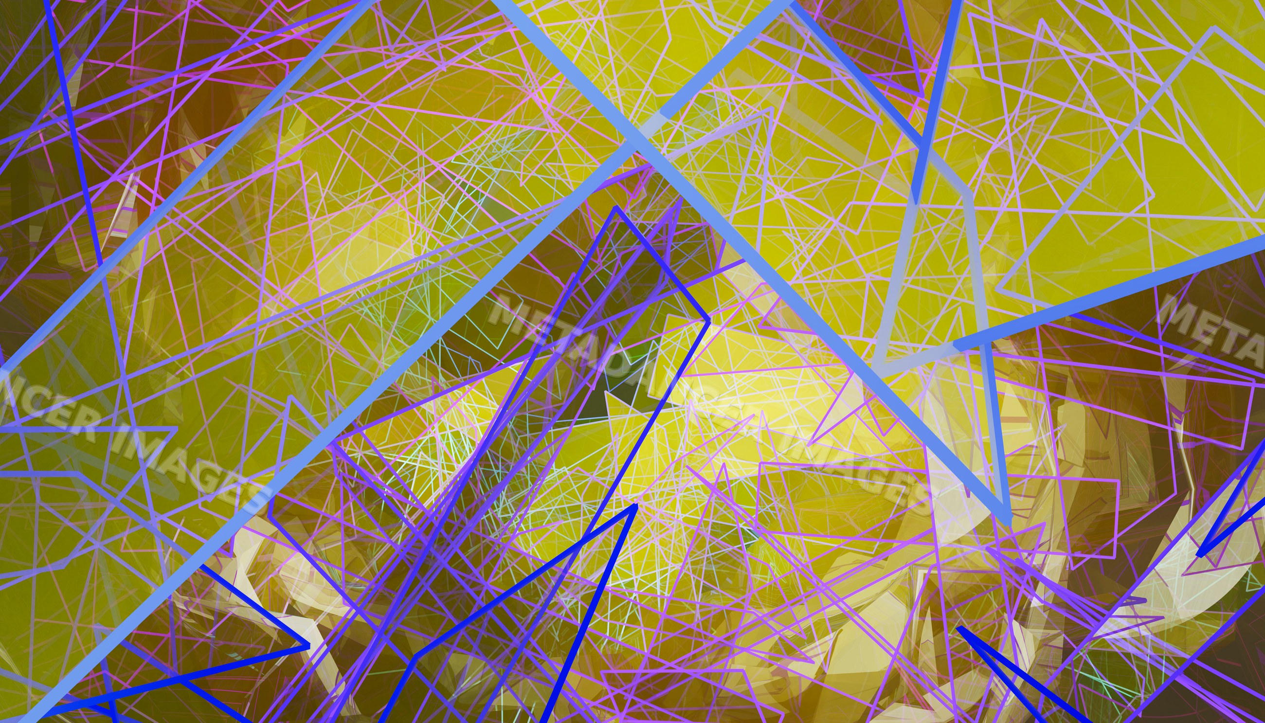 An abstract digital rendering featuring colorful geometric lines