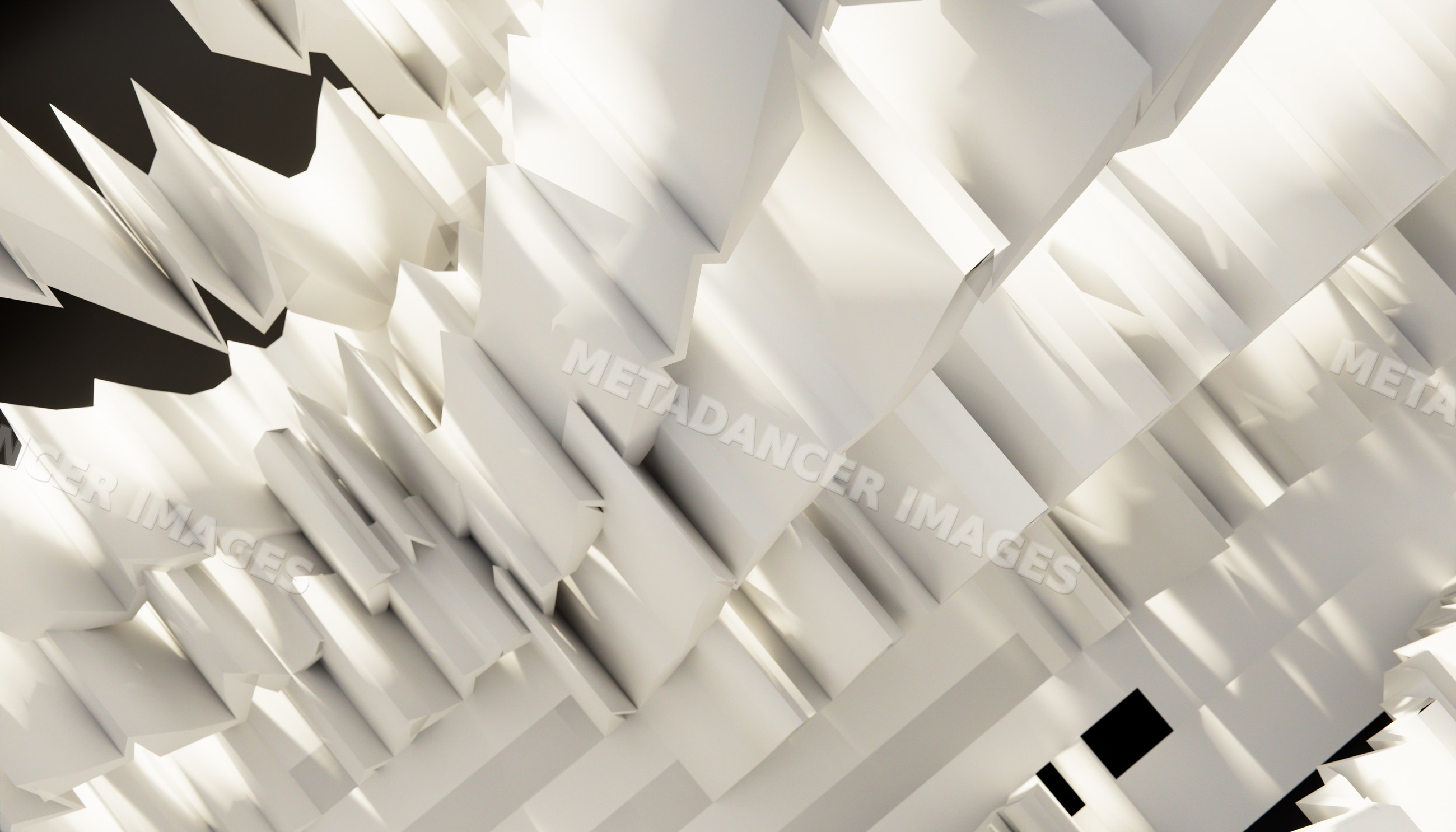 Abstract 3d geometric shapes with sharp white angular planes