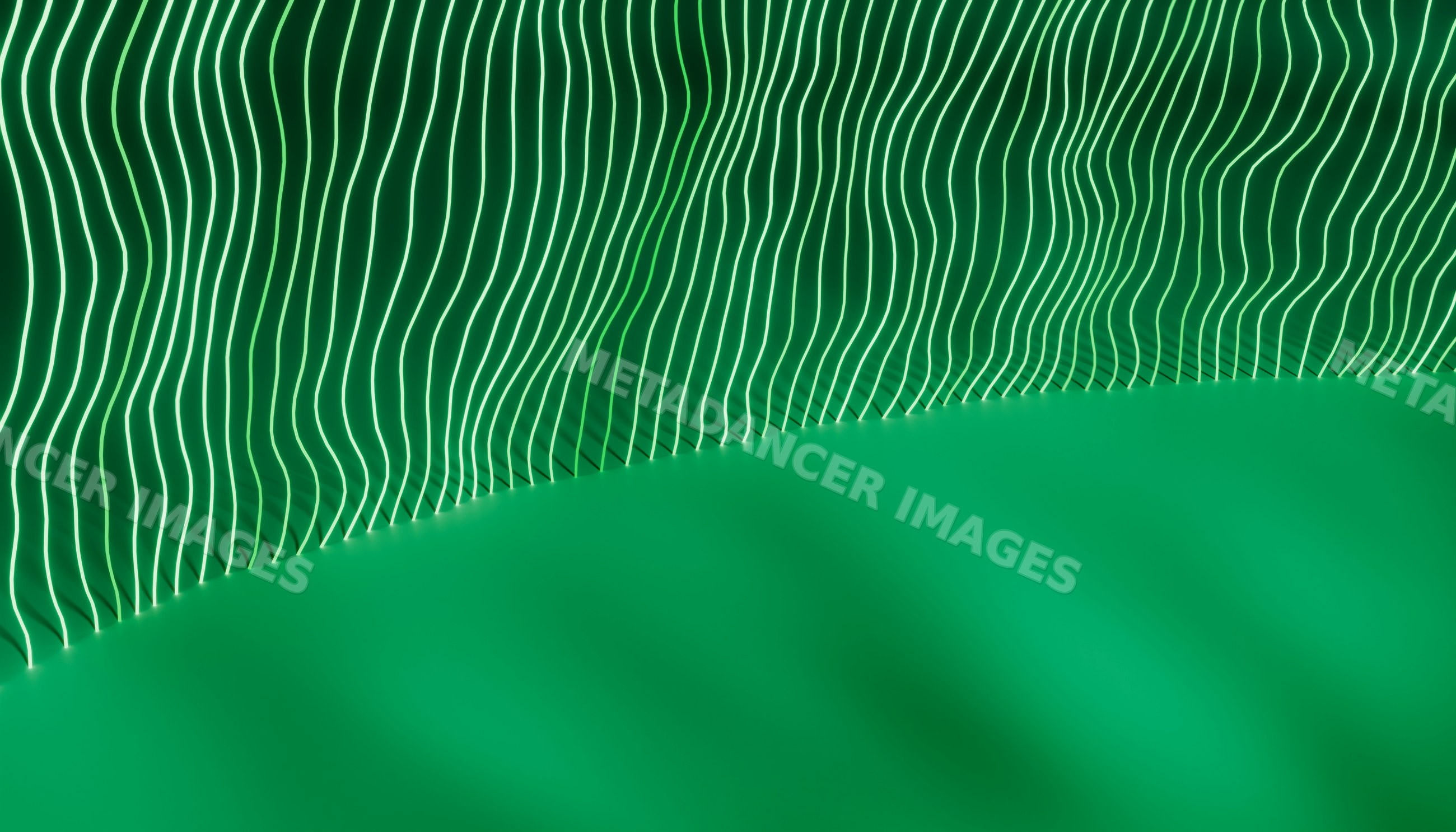Abstract green pattern with curved glowing lines