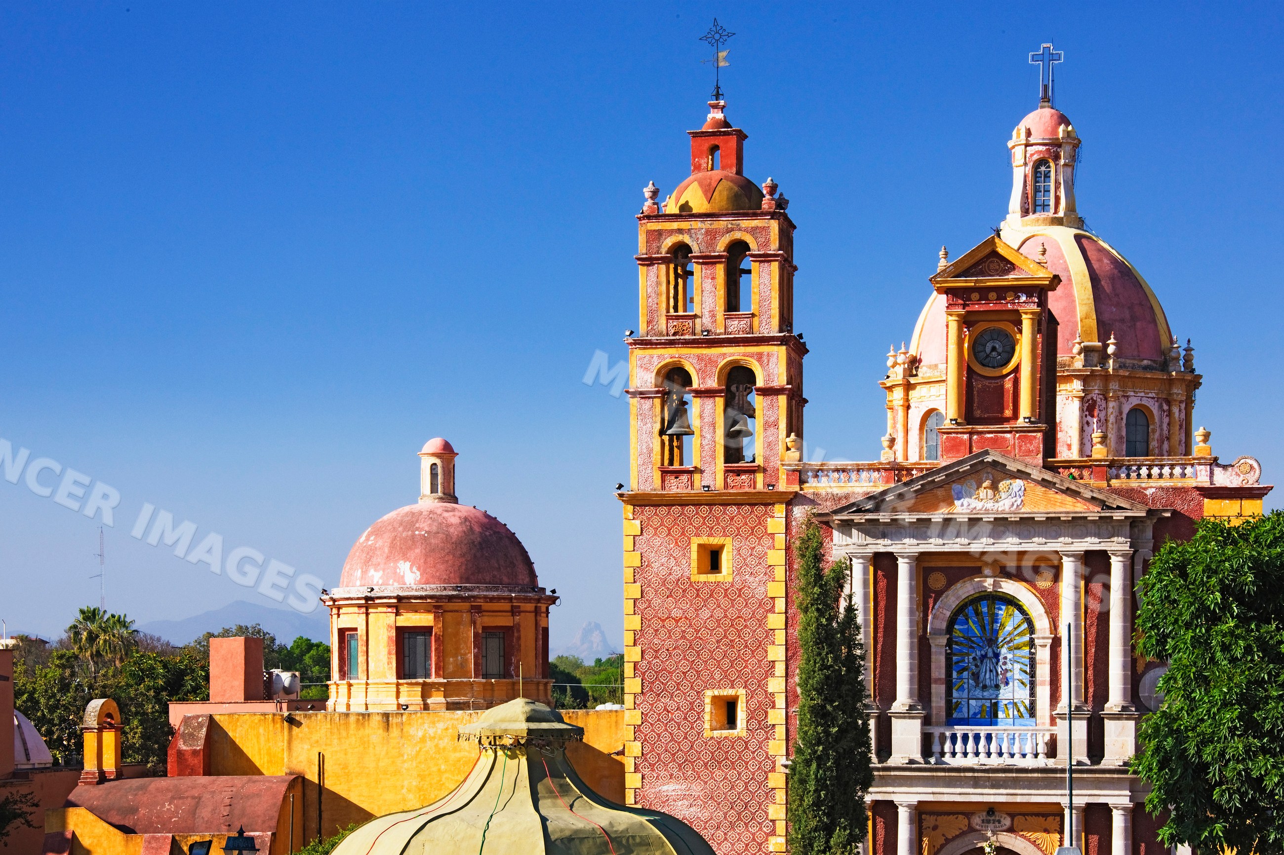 Santa maria de la asuncion church with domes and bell tower mexico
