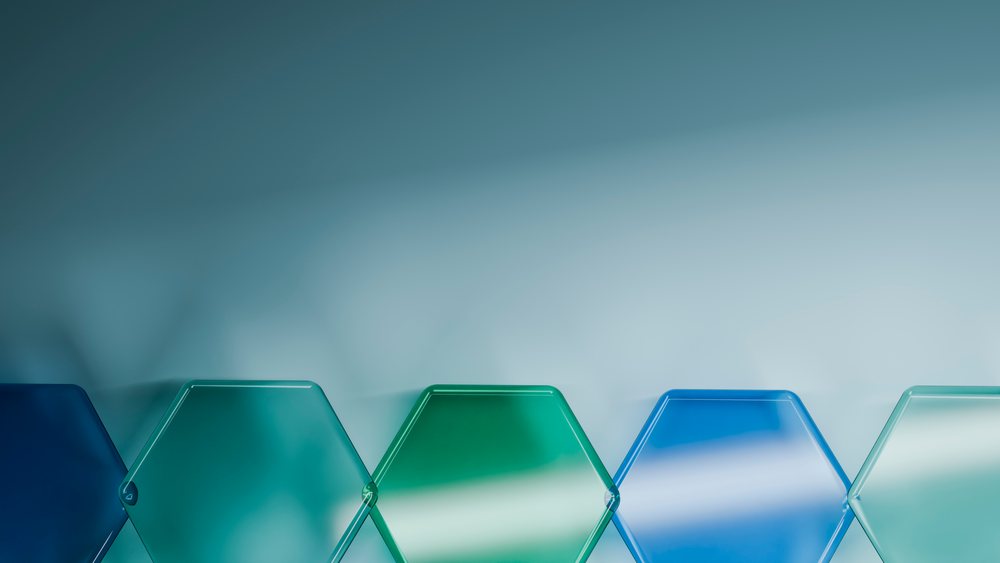 Transparent glass hexagons