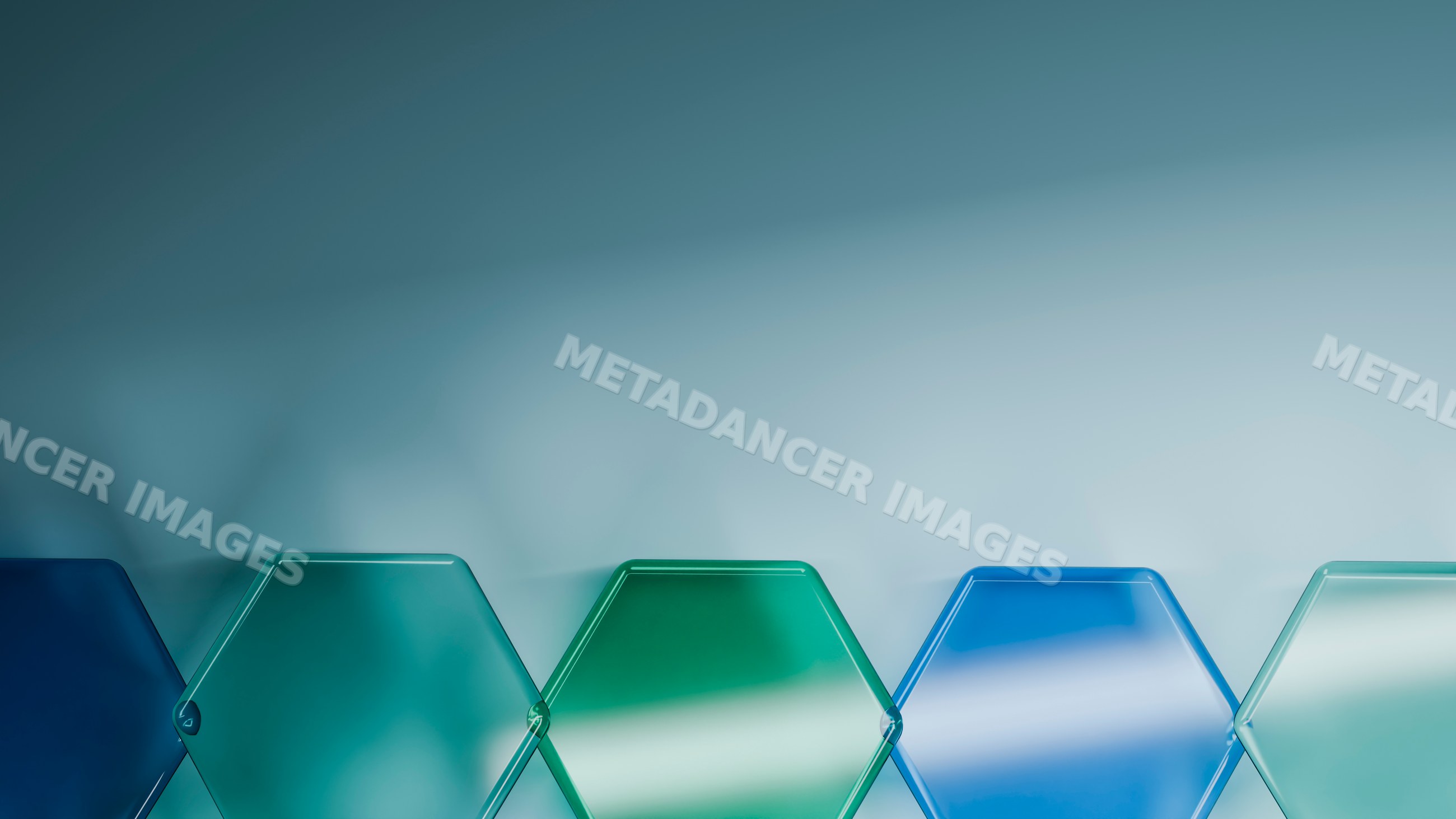 Transparent glass hexagons
