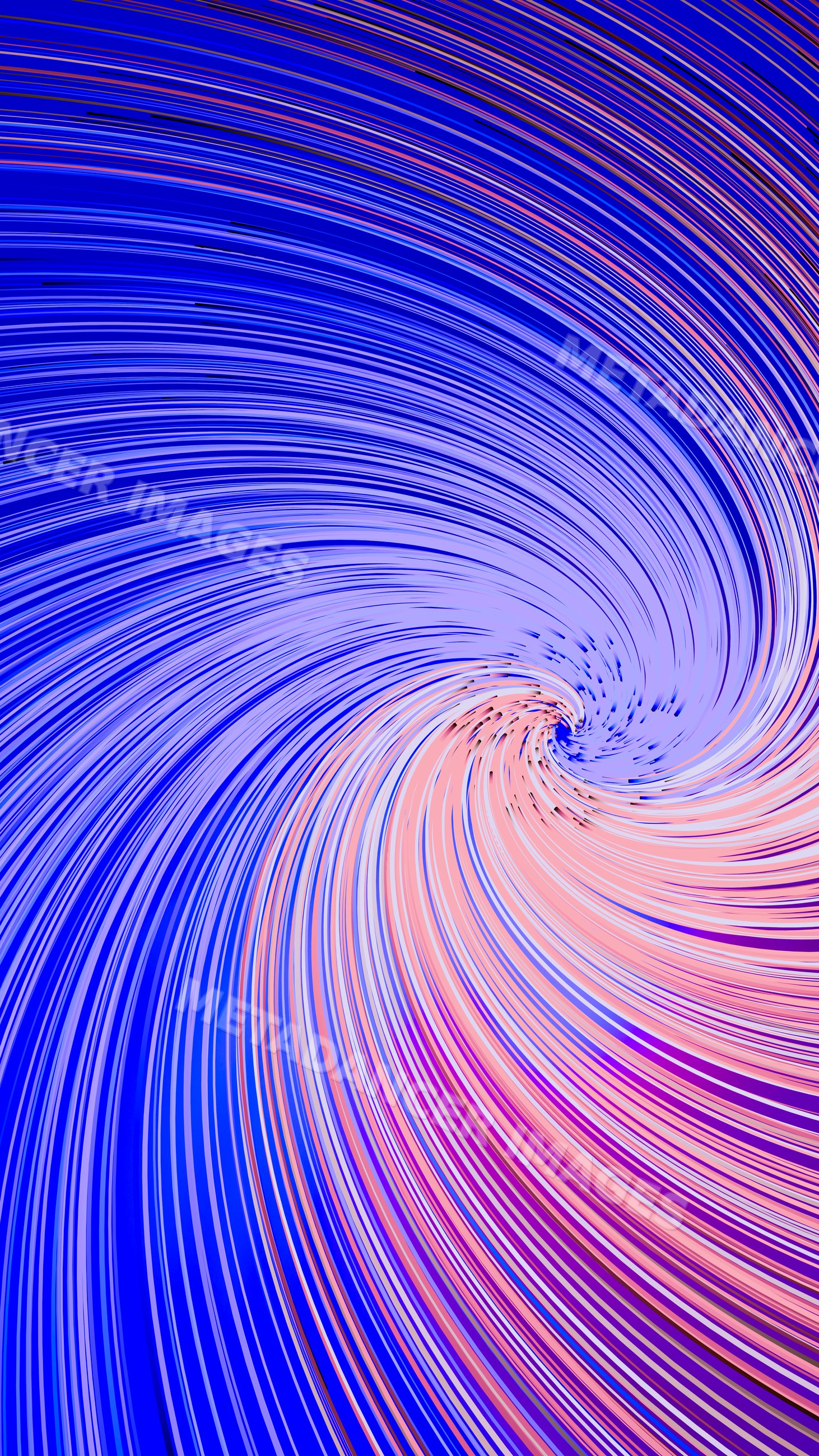 Abstract digital swirl of blue and pink curved lines in spiral vortex