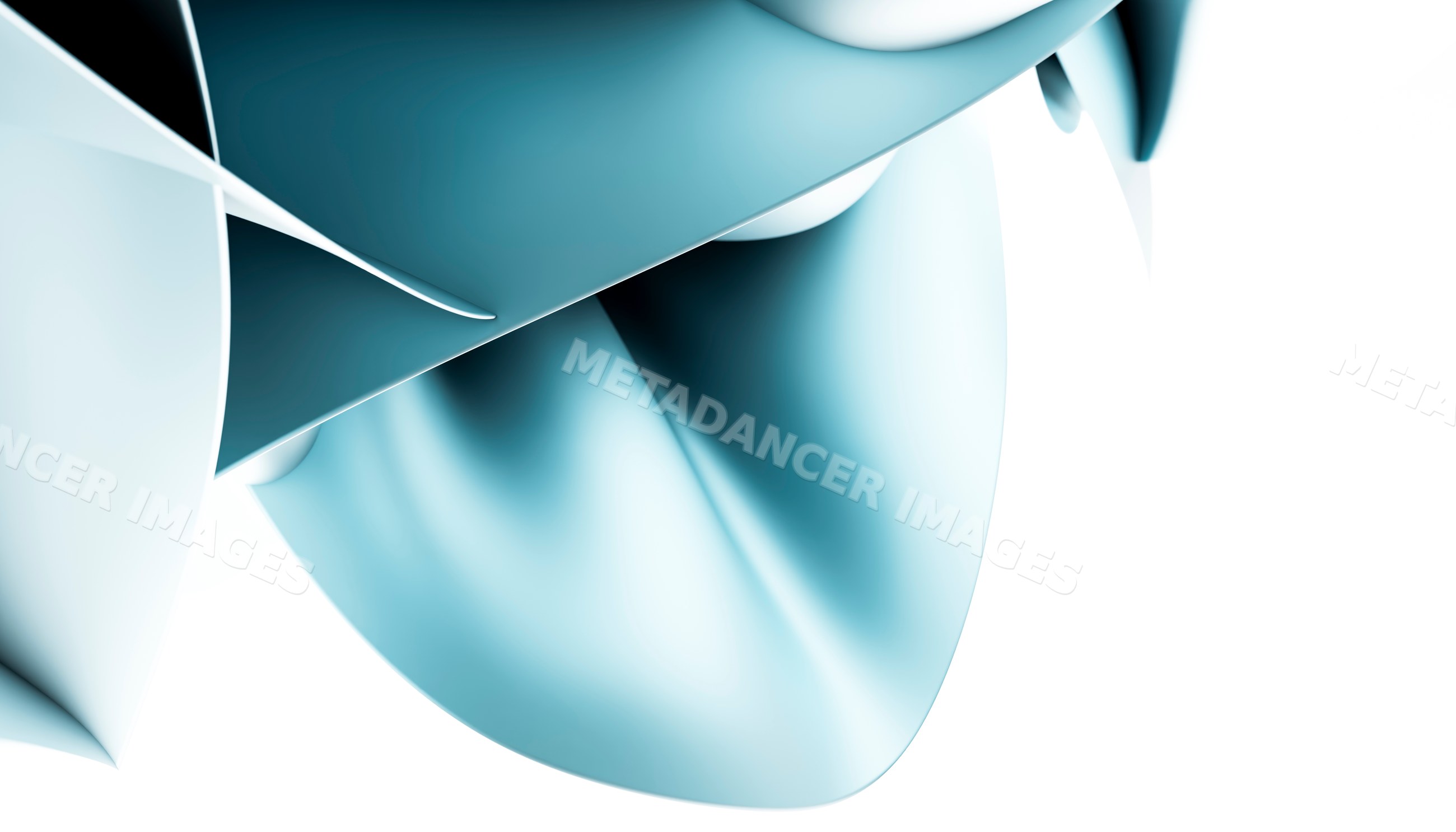 Abstract smooth blue curved surfaces on white background