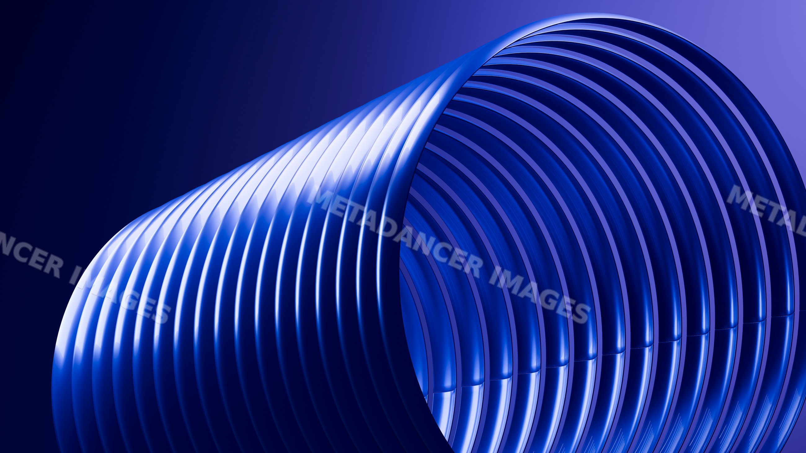 Abstract blue metallic spiral with smooth curved shapes illustration