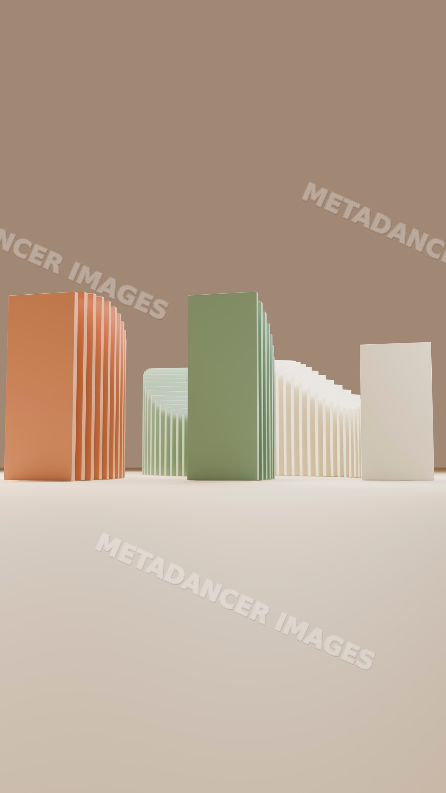Abstract digital illustration of colorful vertical curved panels