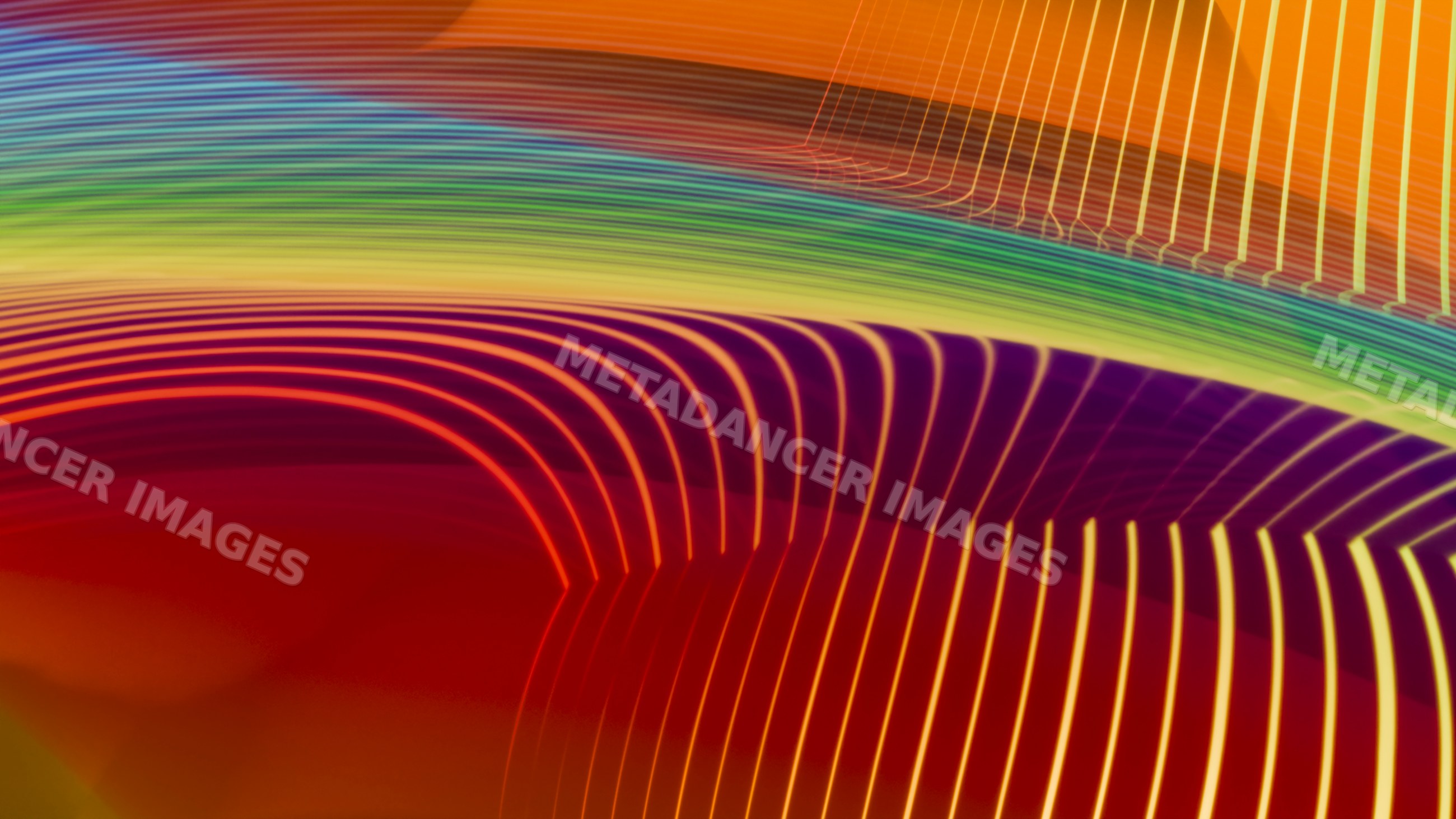 Abstract colorful curved lines digital illustration with rainbow