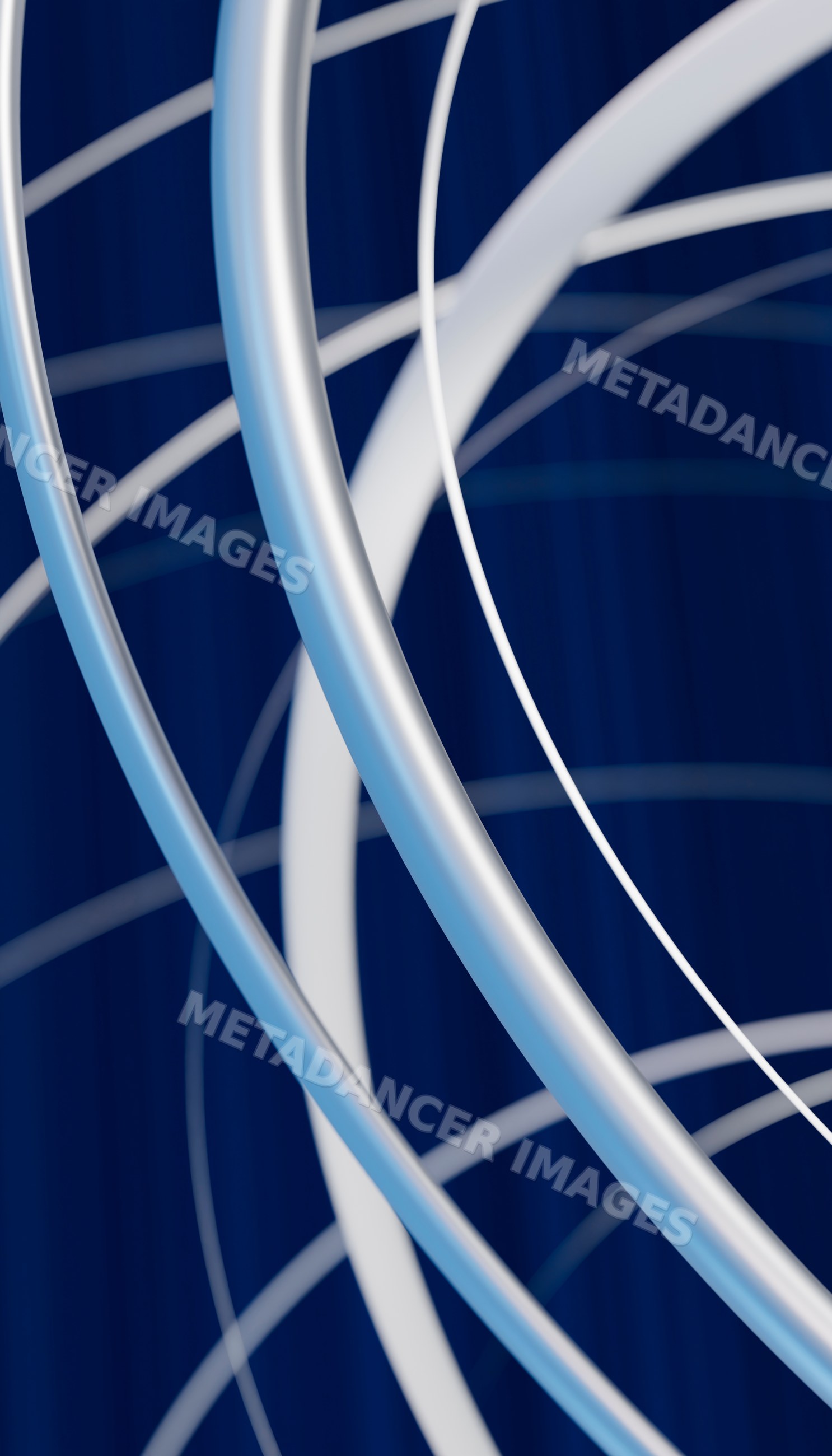 Curved white abstract lines swirling on blue background
