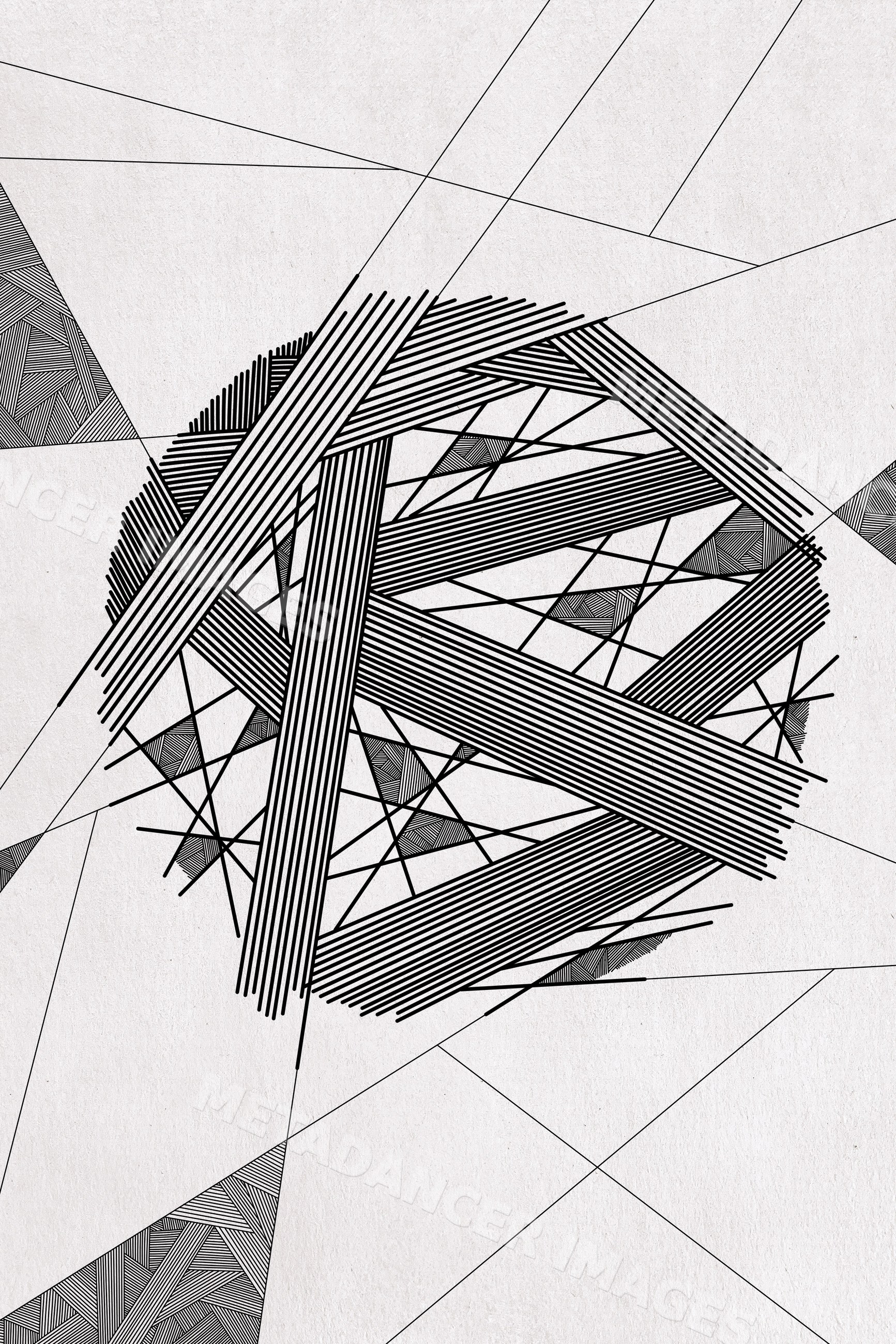 Abstract Black and white geometric illustration with overlapping