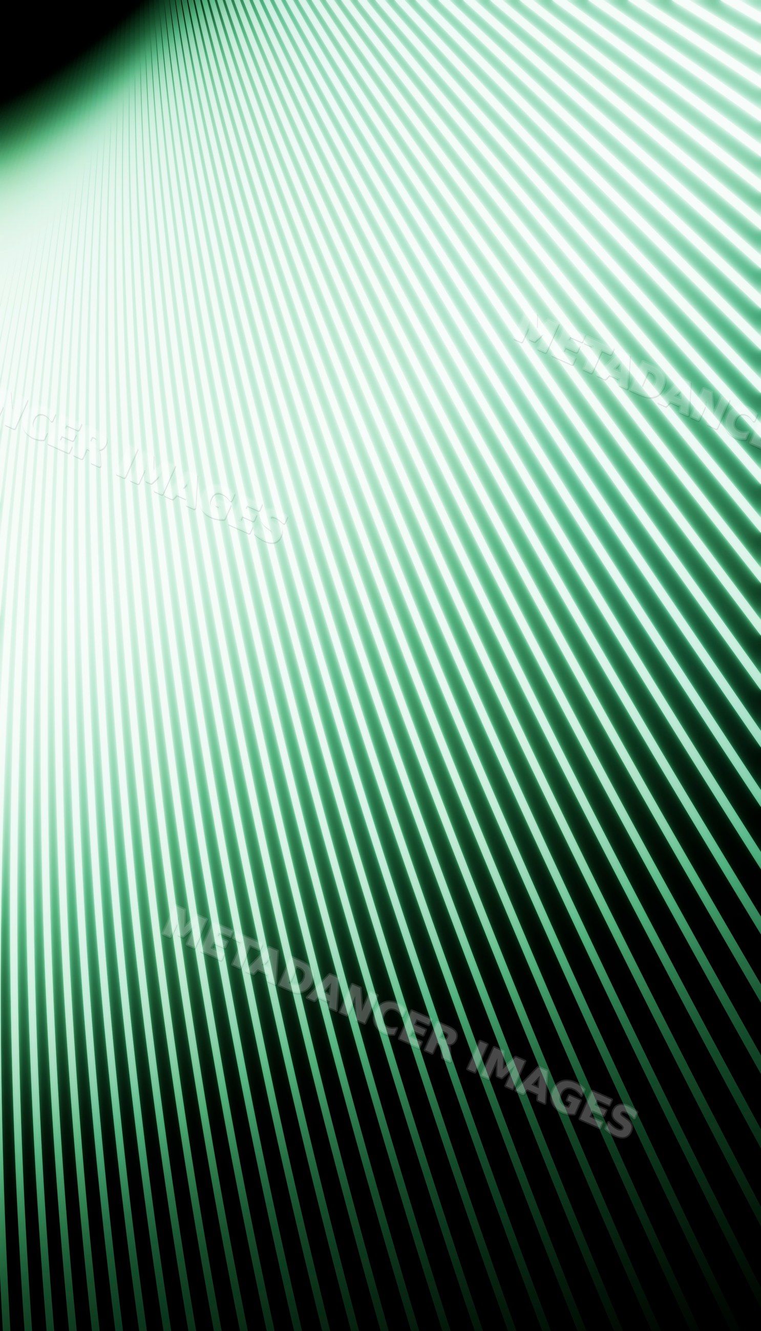 Abstract green beams of light radiating diagonally
