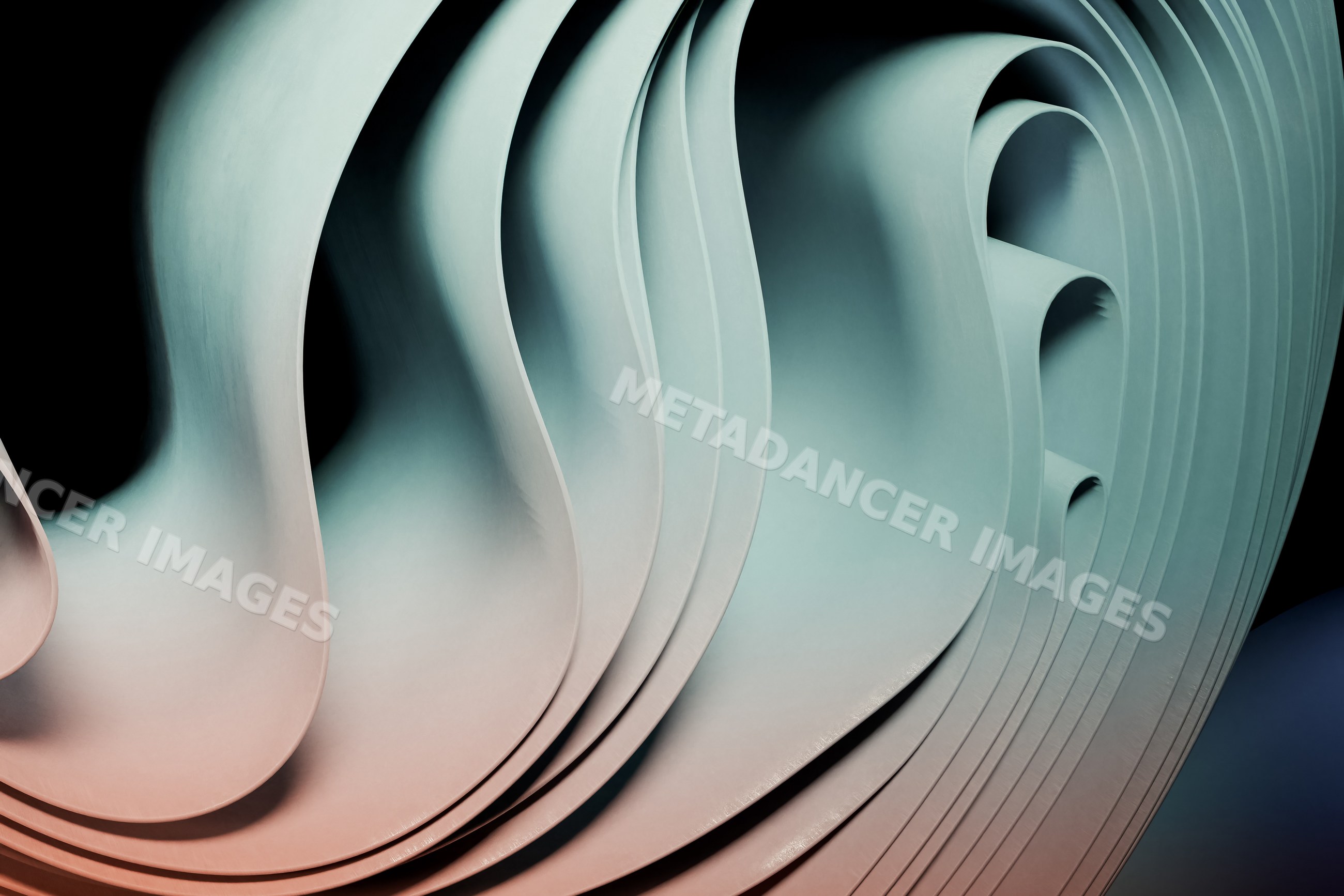 Abstract render of smooth curved layered shapes with a gradient