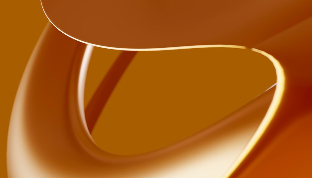 Abstract smooth orange curved shapes with glossy flowing forms