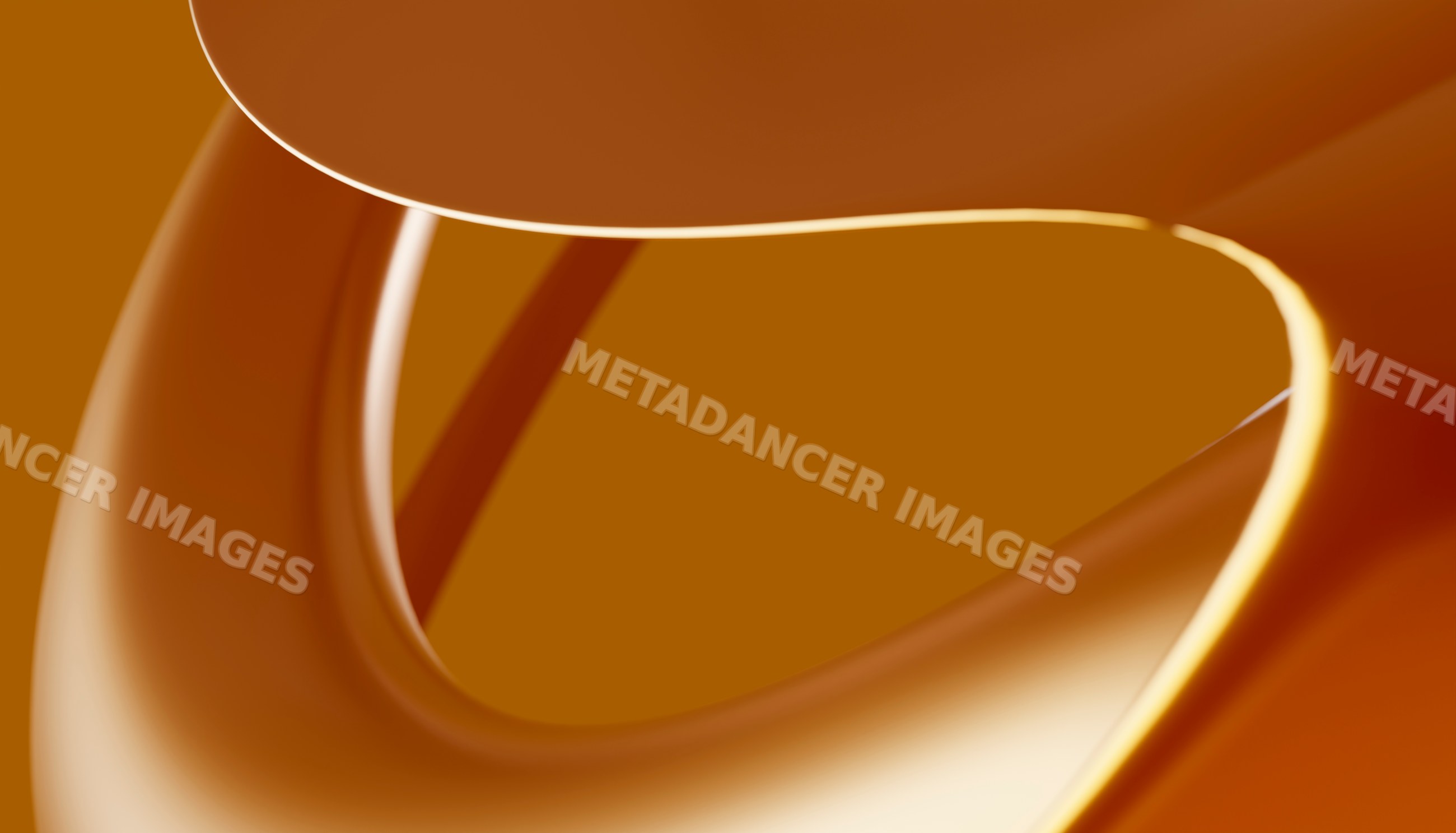Abstract smooth orange curved shapes with glossy flowing forms
