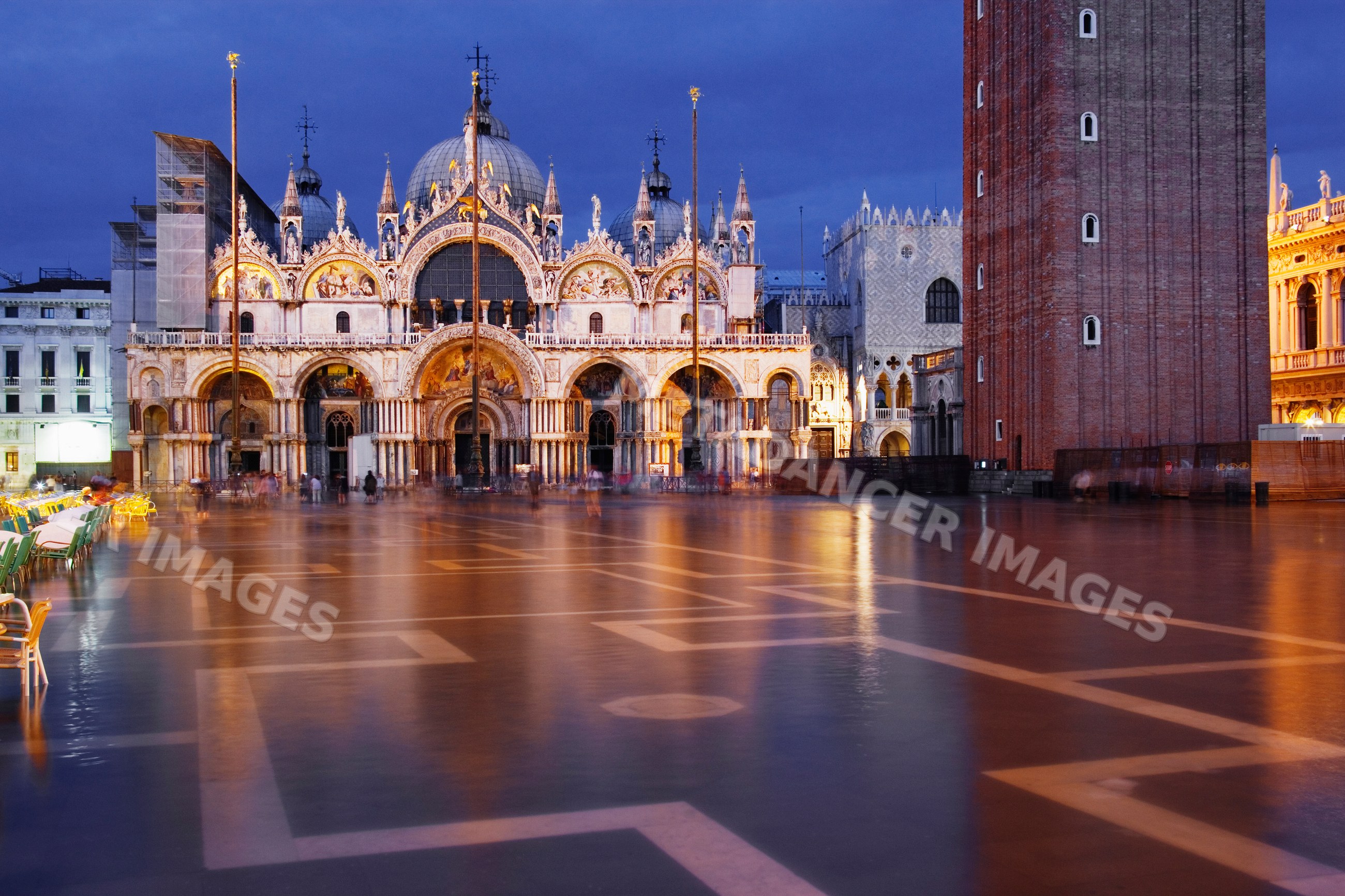 St mark's square illuminated at night in venice veneto italy