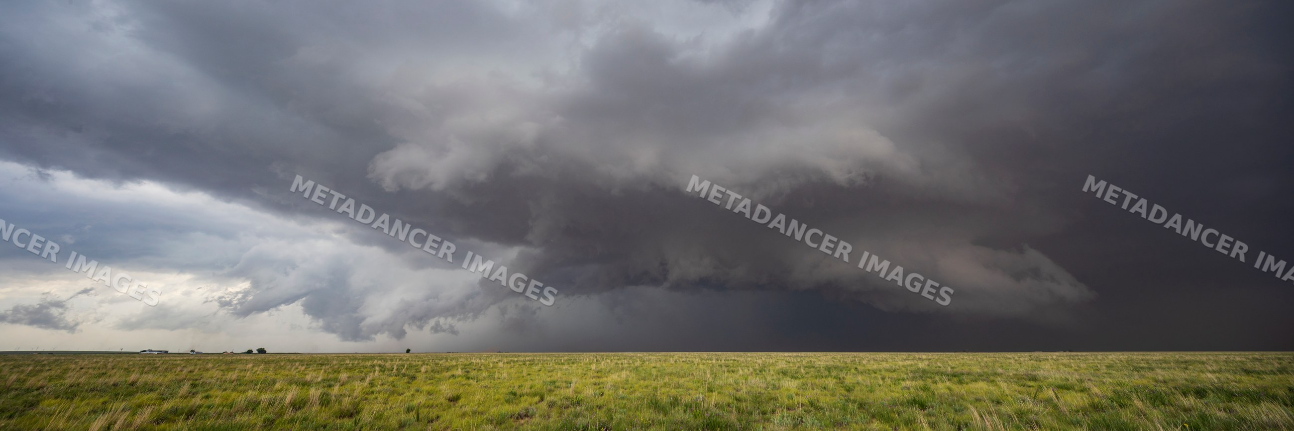 Supercell storm forming over grassland in Morton, texas