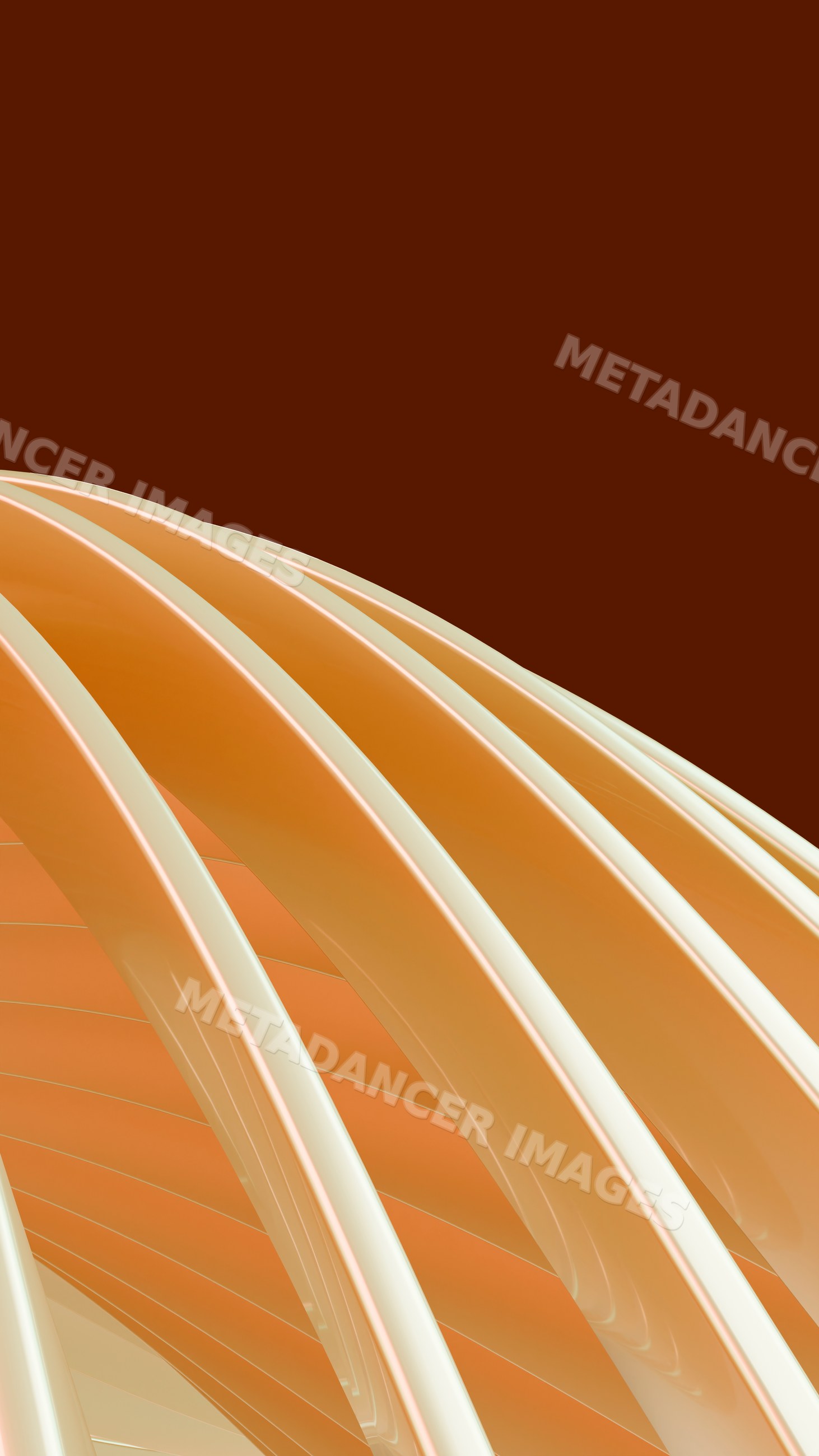 Abstract digital illustration of glossy orange curved arches