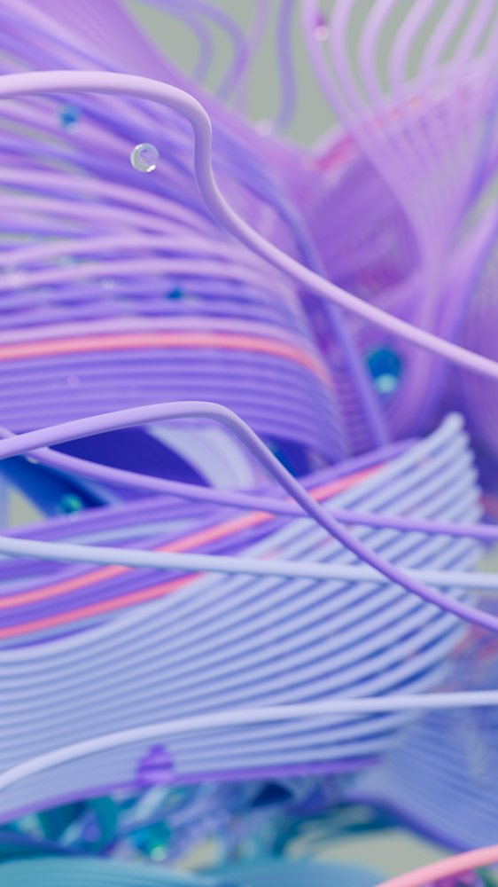 Abstract flowing purple and blue curved lines digital illustration