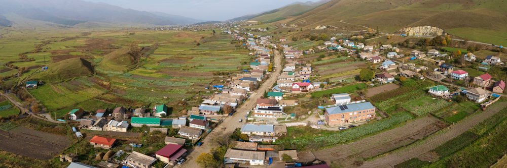 Aghstev River Valley village fieoletovo with farmland