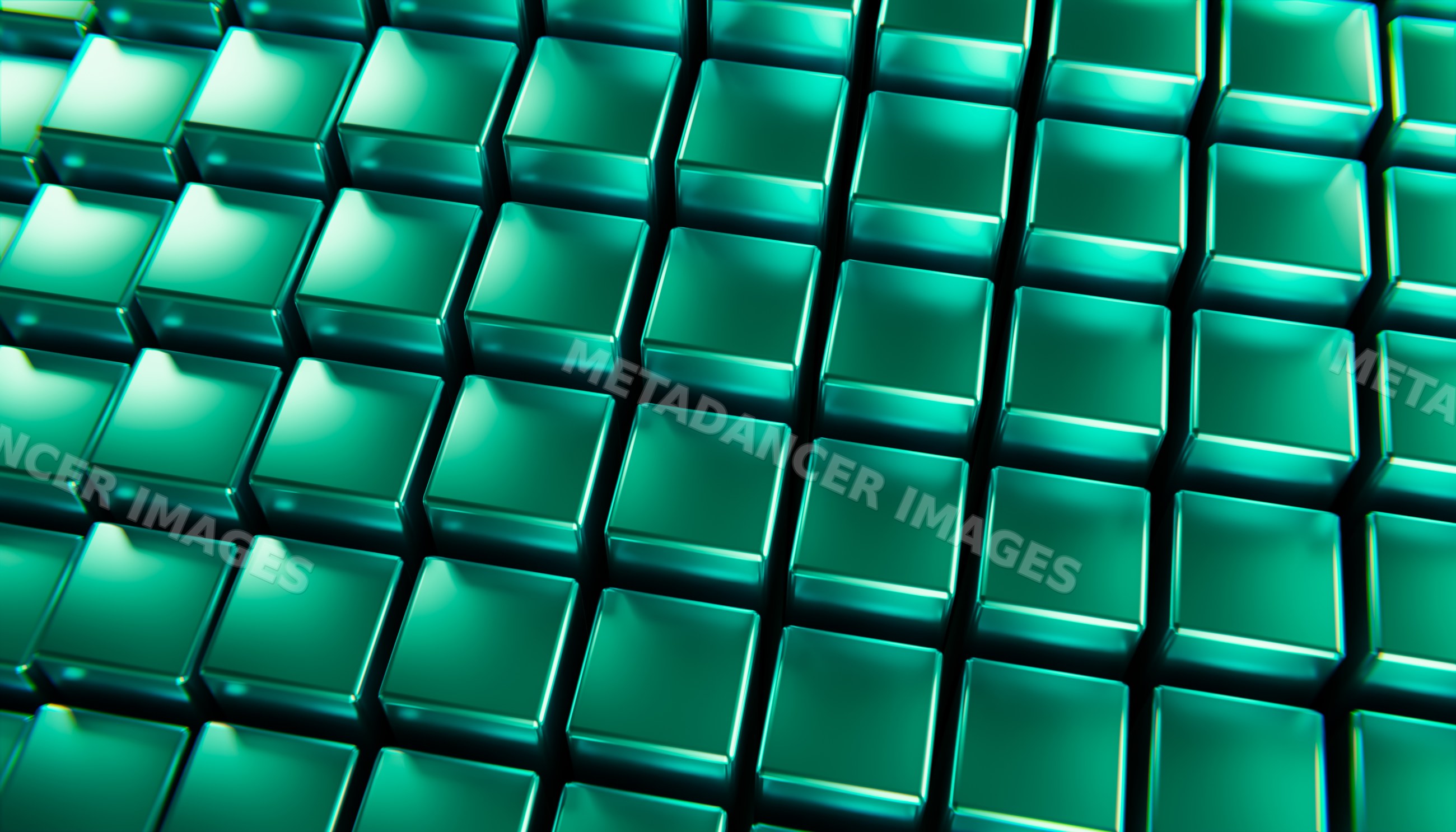 Blue-green metallic 3d cubes abstract background