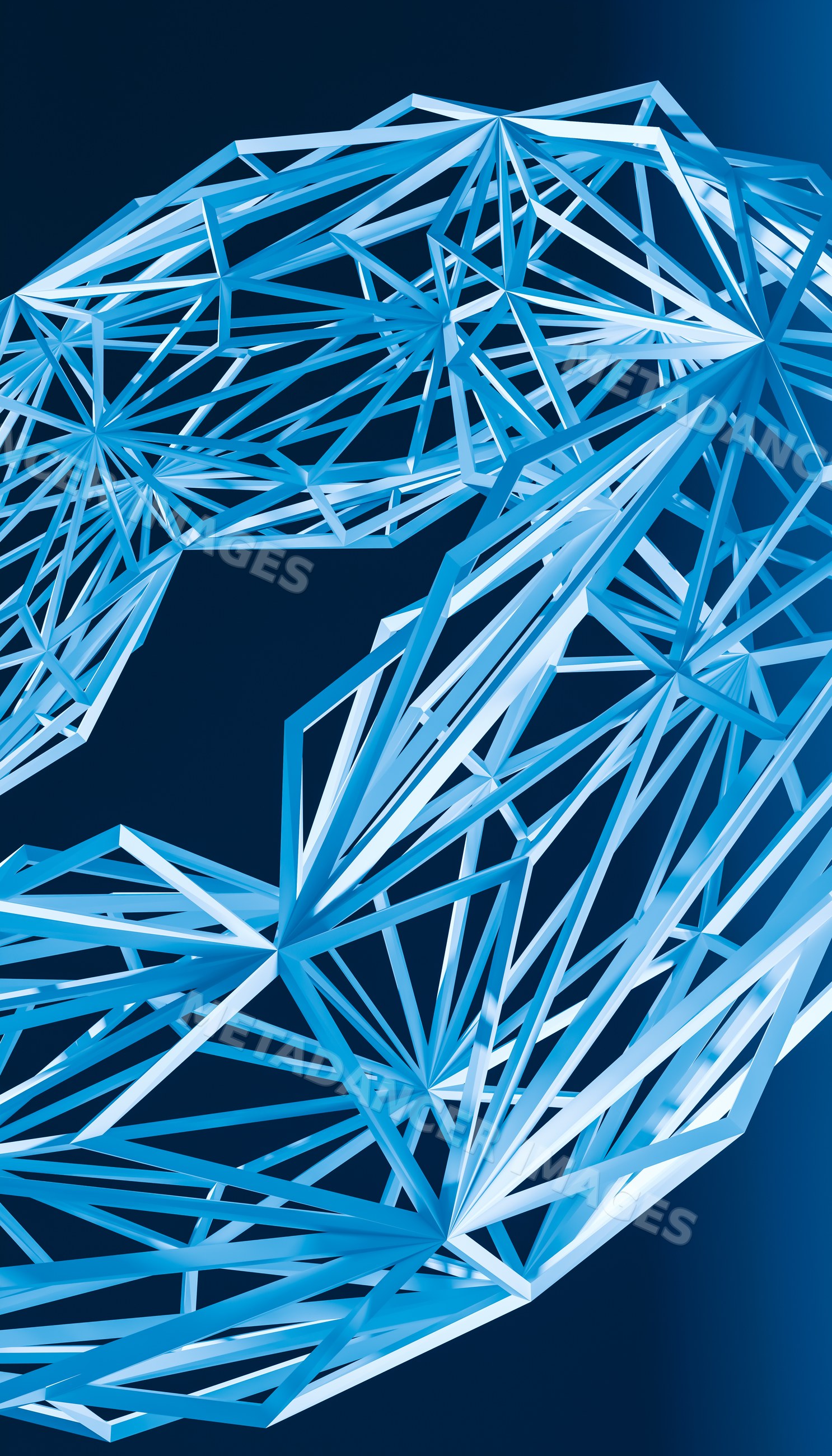 Abstract blue geometric 3d network structure render
