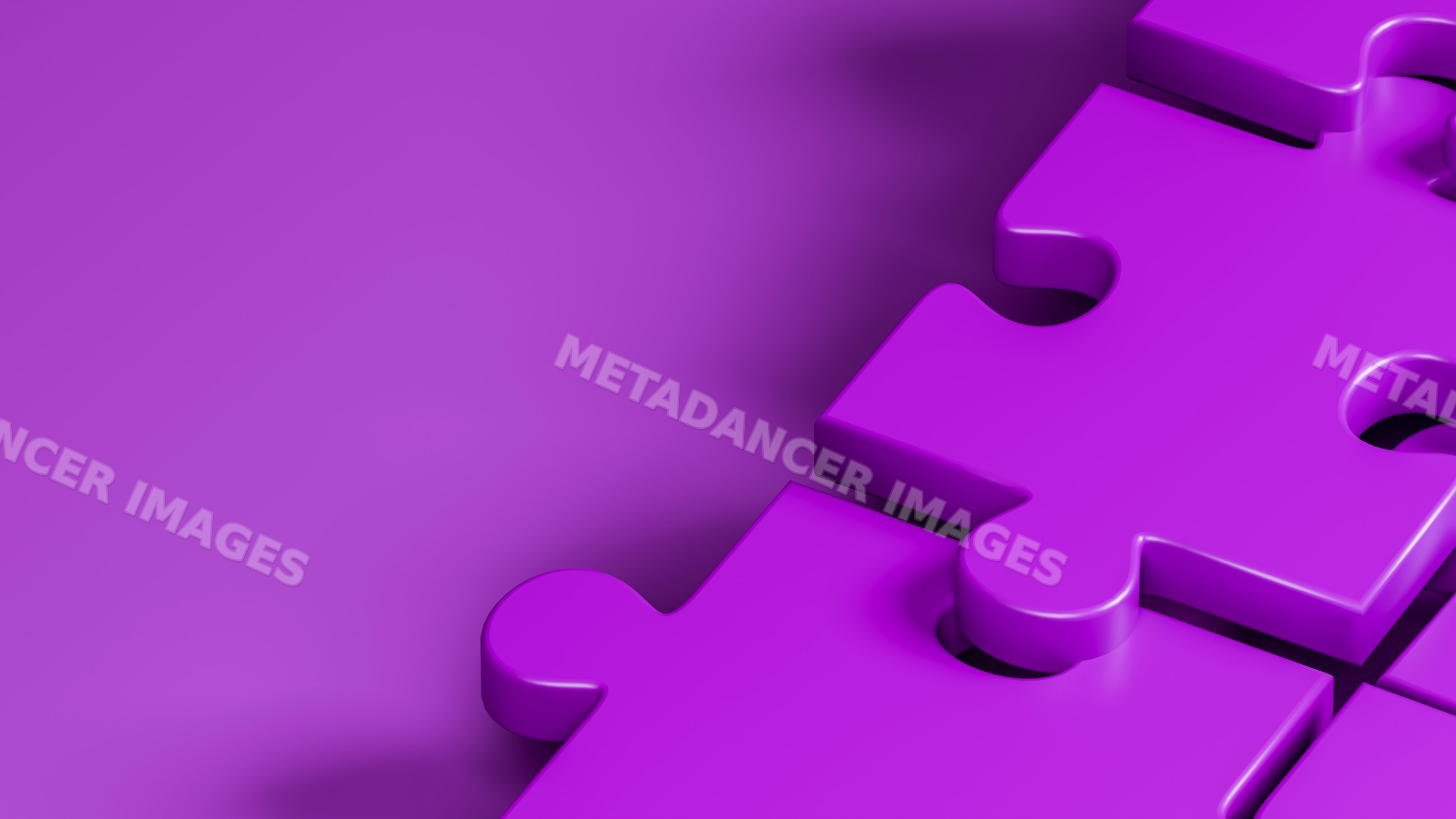 Close-up of purple interlocking puzzle pieces with smooth surface