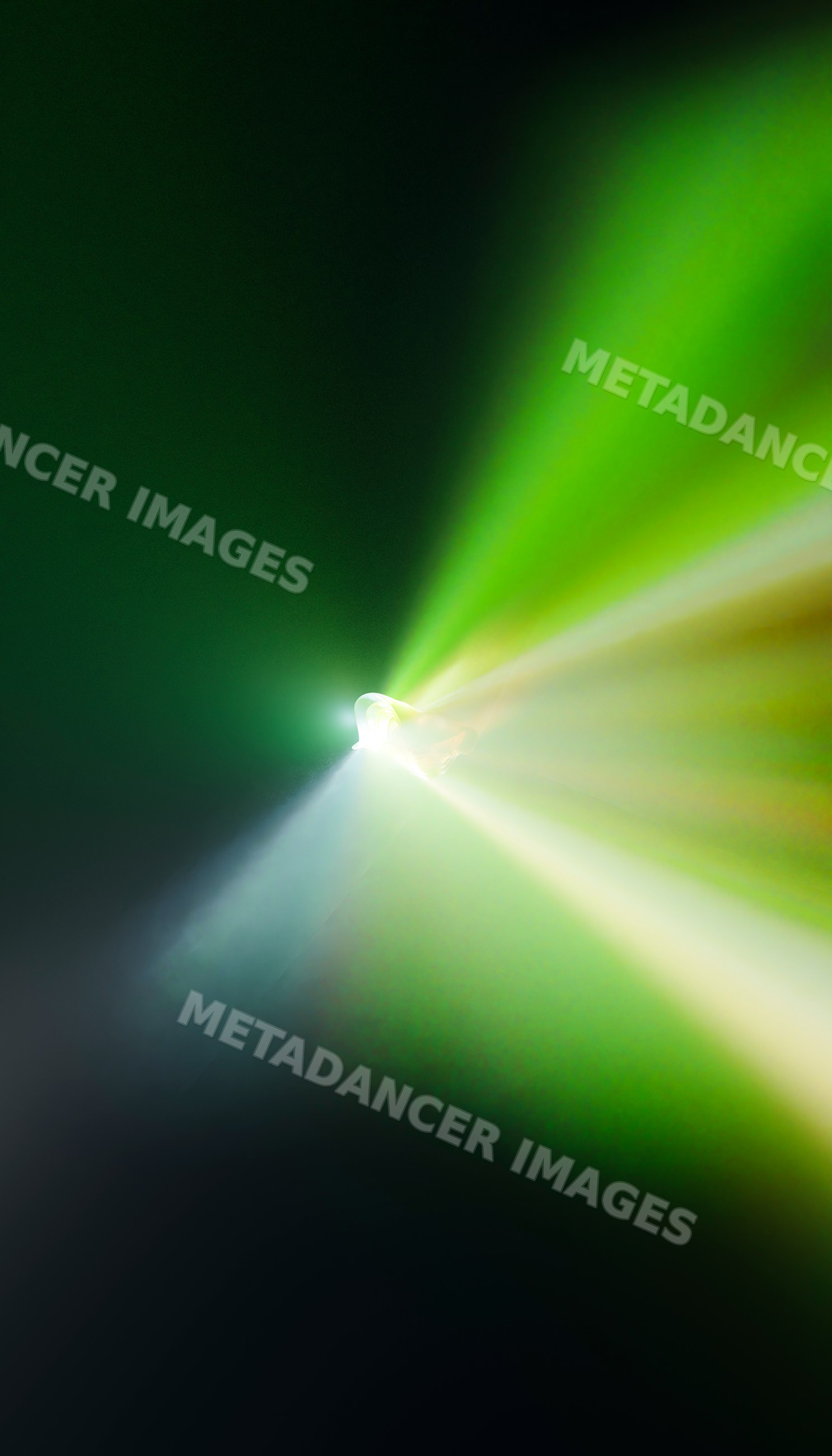 Bright green and white beam of light creating an abstract glowing