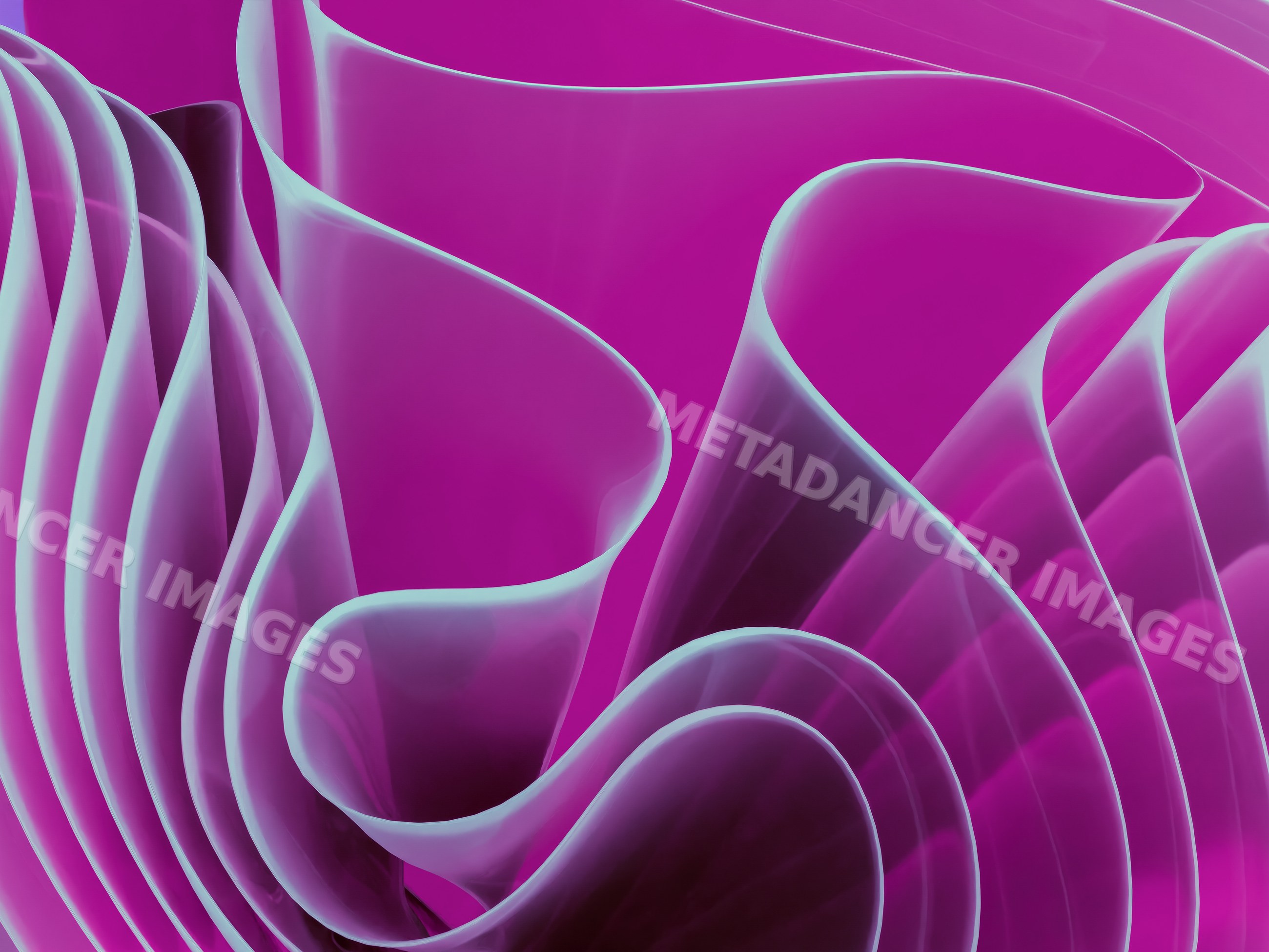 An abstract arrangement of smooth translucent purple shapes