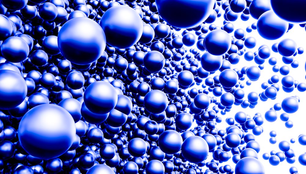A cluster of shiny blue spheres floating in an abstract digital space