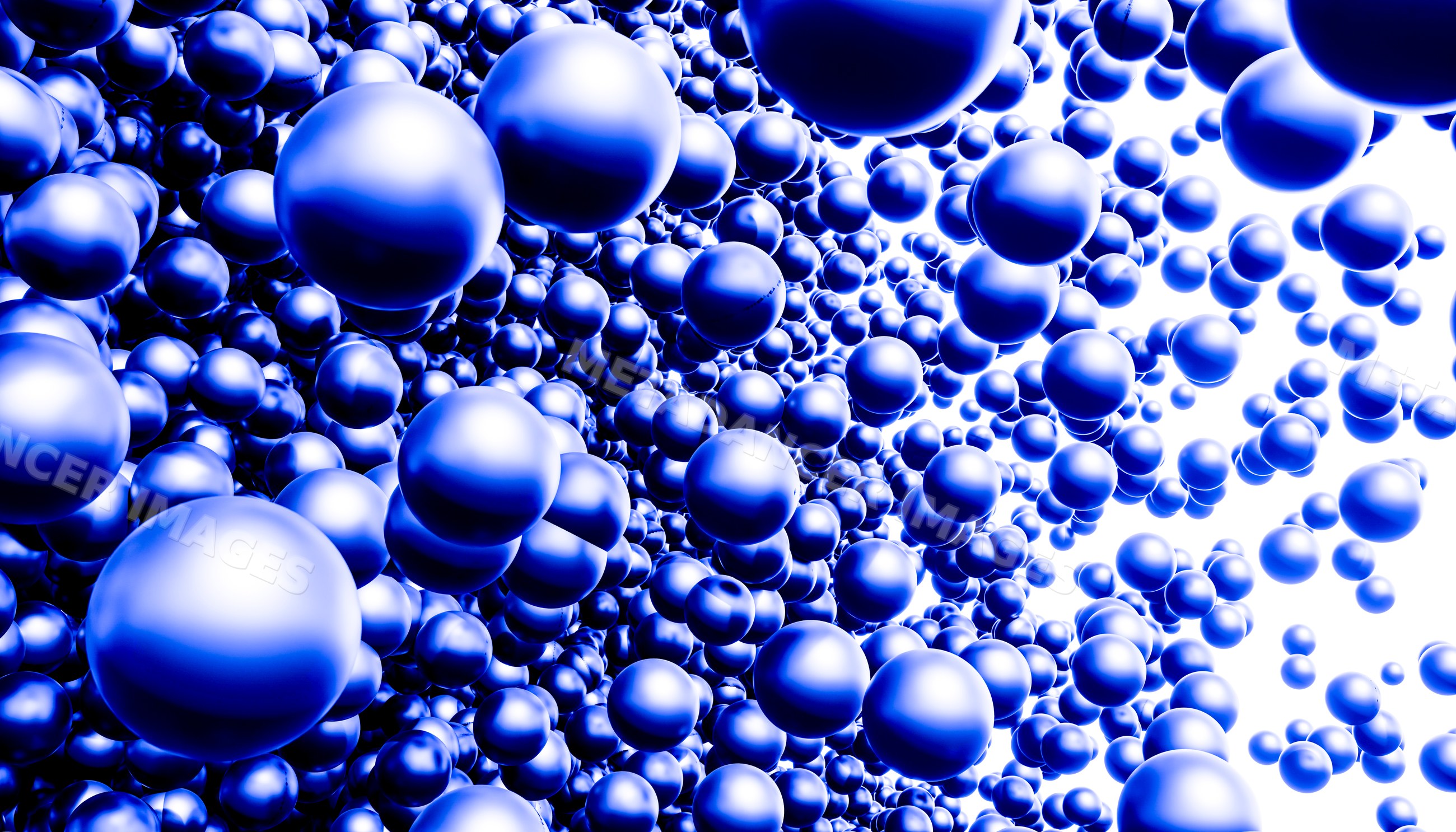 A cluster of shiny blue spheres floating in an abstract digital space