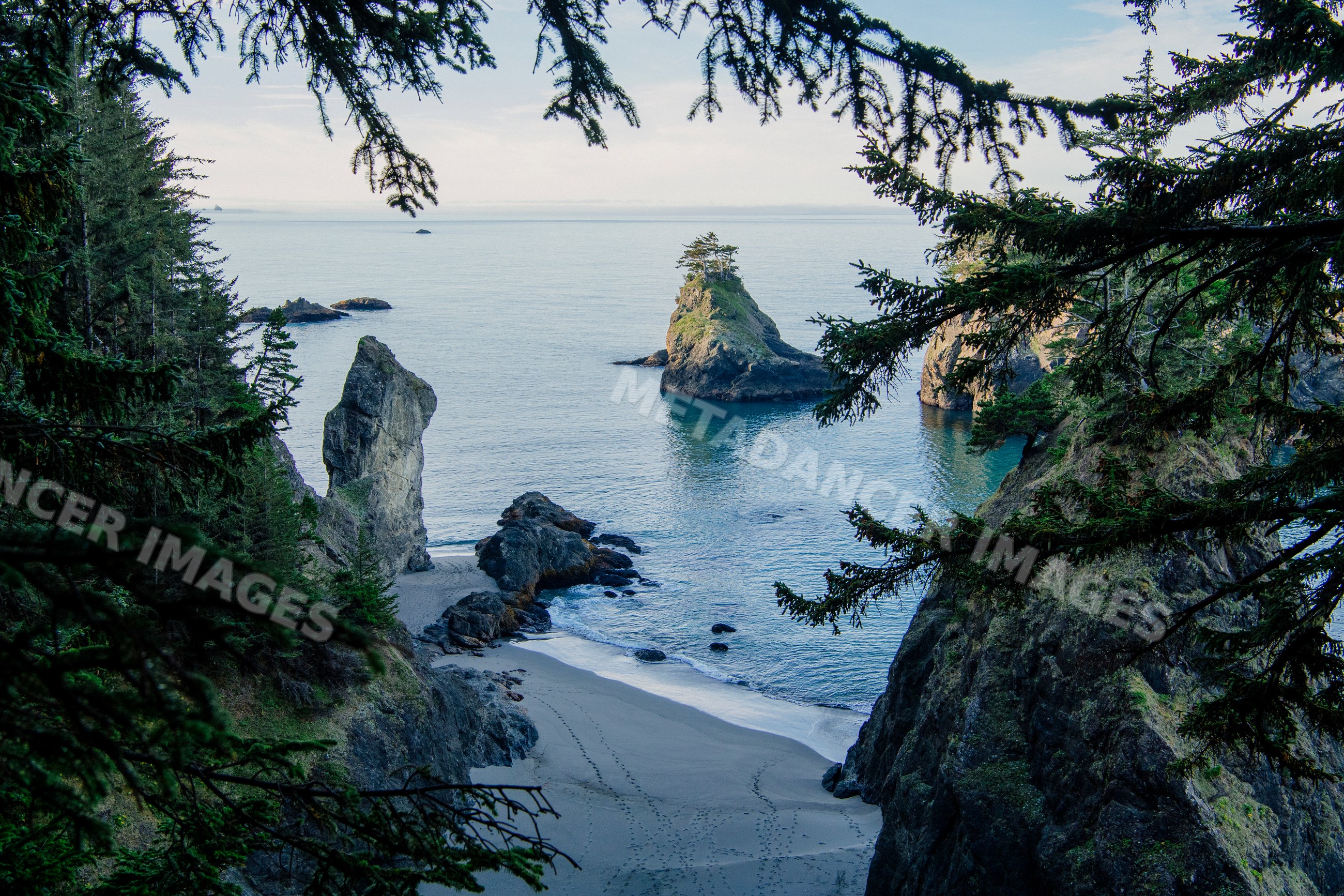 Coastal rock formations and beach Oregon