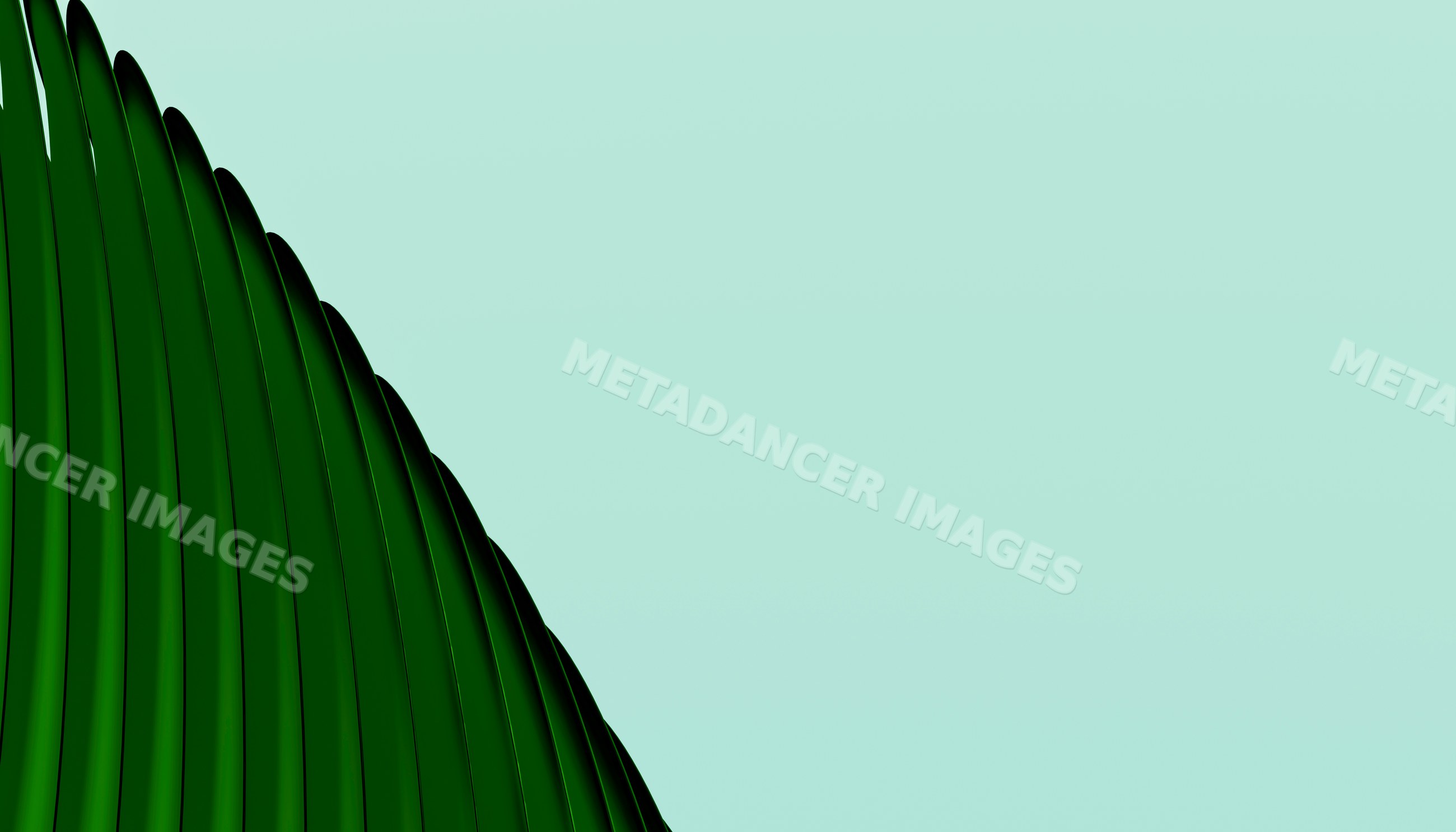 Abstract modern green curved blades forming wave-like pattern