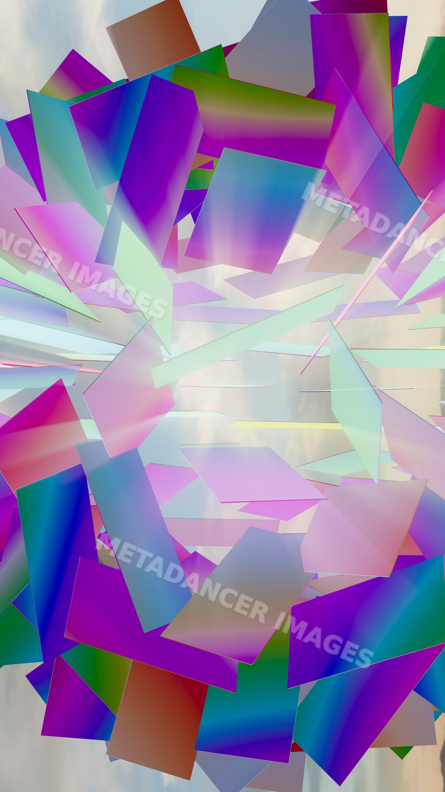 Colorful floating abstract rectangles in 3d digital illustration