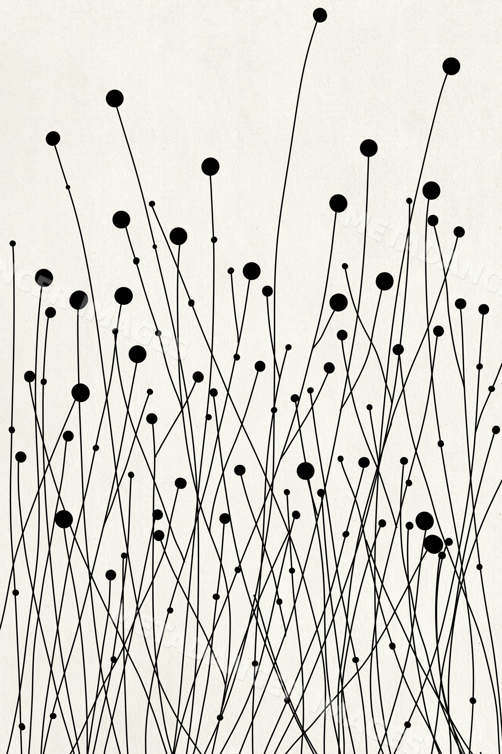 Abstract minimalist Black line illustration with delicate dots