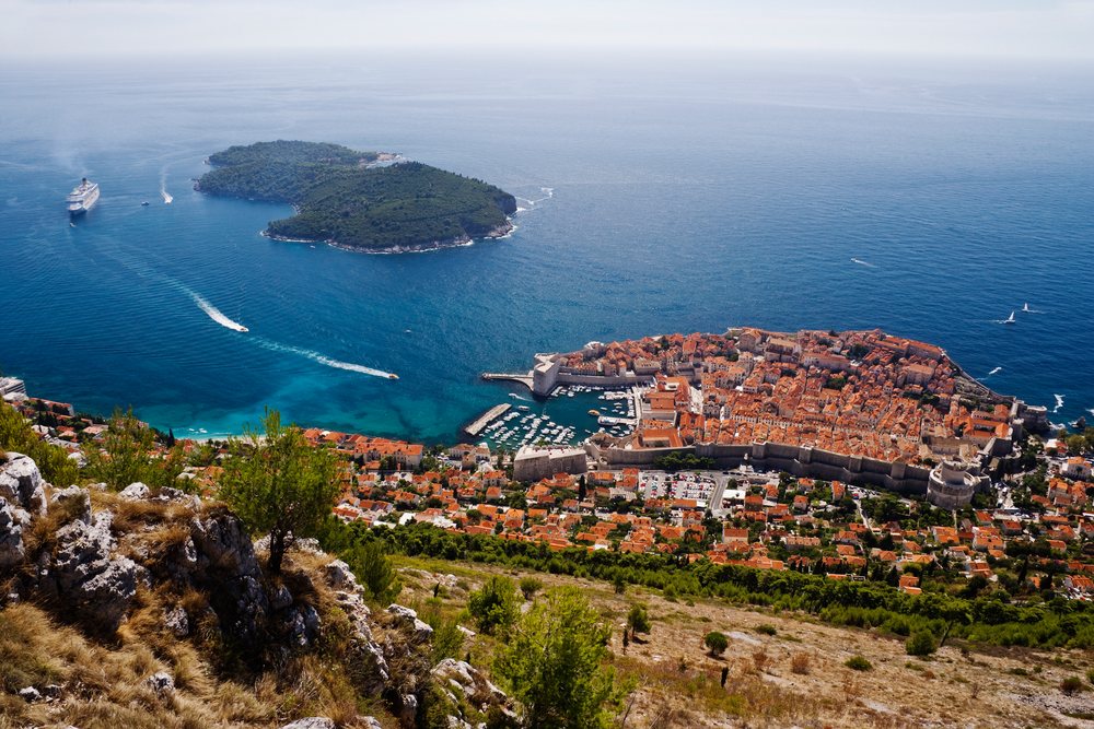 Old city of dubrovnik overlooking adriatic sea