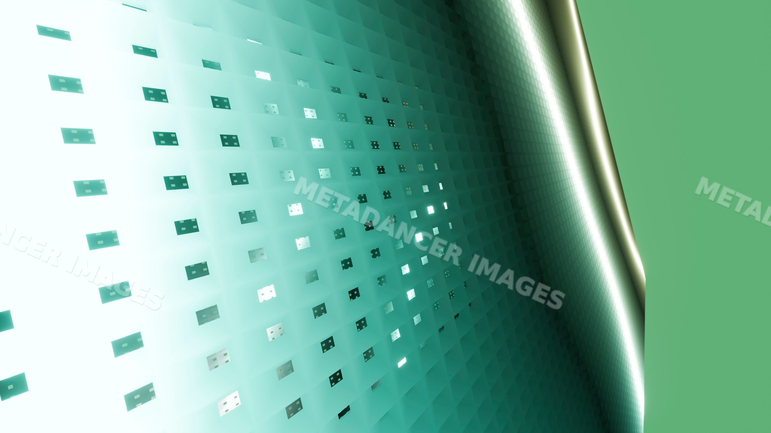 Abstract green geometric pattern with illuminated grid reflective