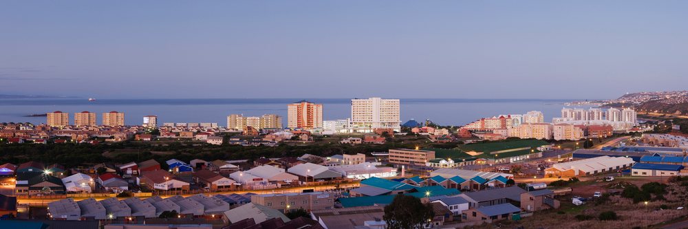 Mossel bay coastal city skyline at dusk south africa